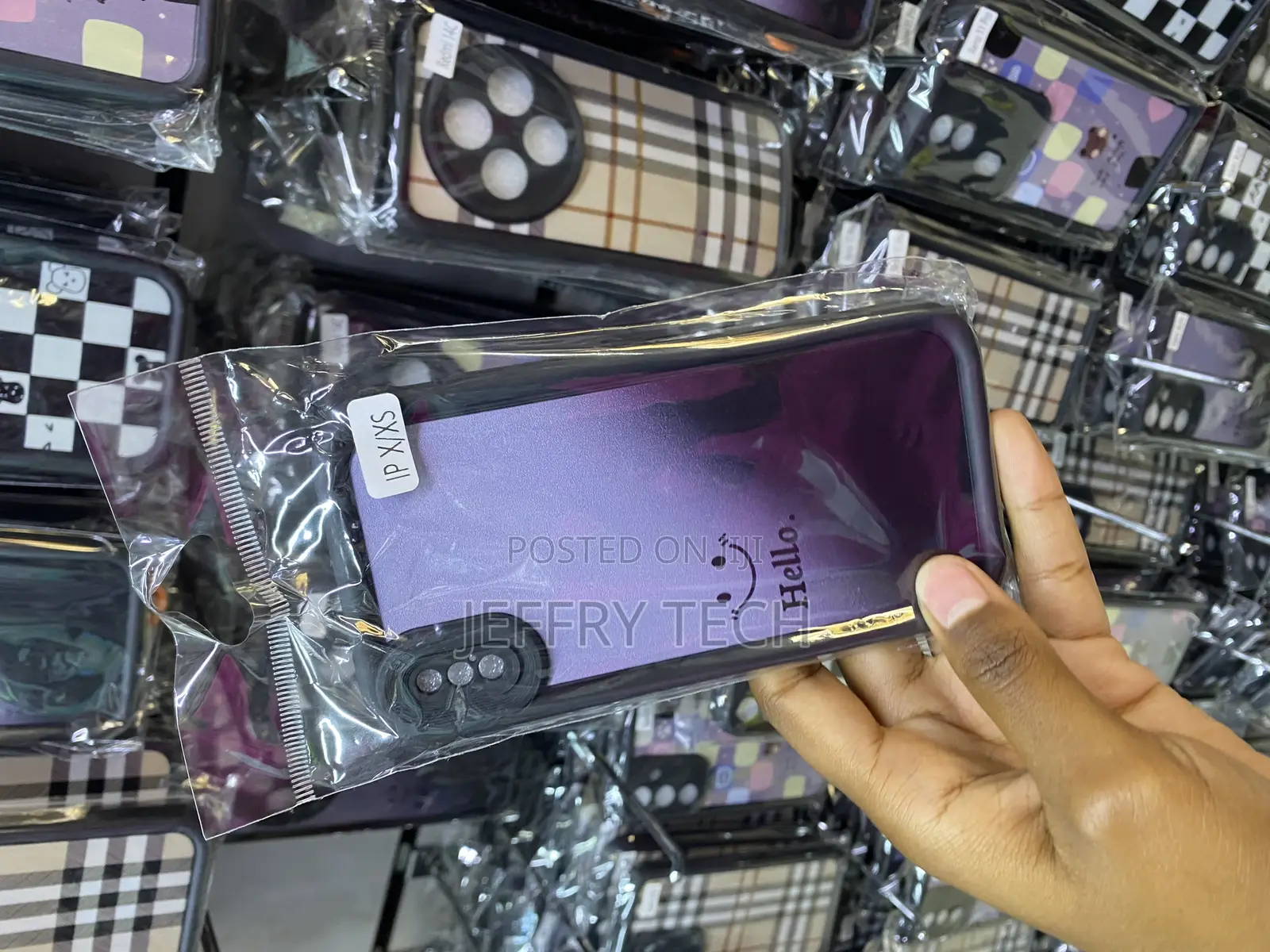 Joelzky Plaid Tartan Damier Hello Case for iPhone X/Xs
