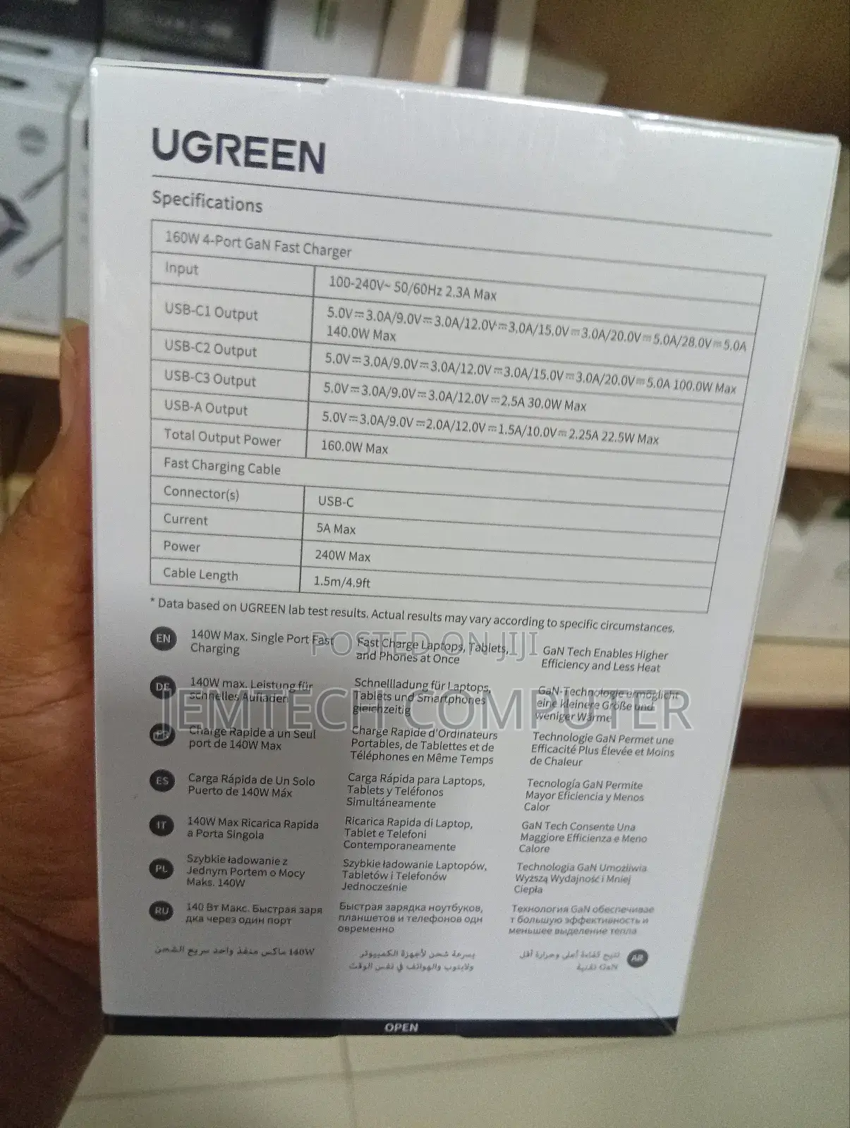 Ugreen Nexode Pro 160w 4-Port Gan Fast Charger+ 240w Cable