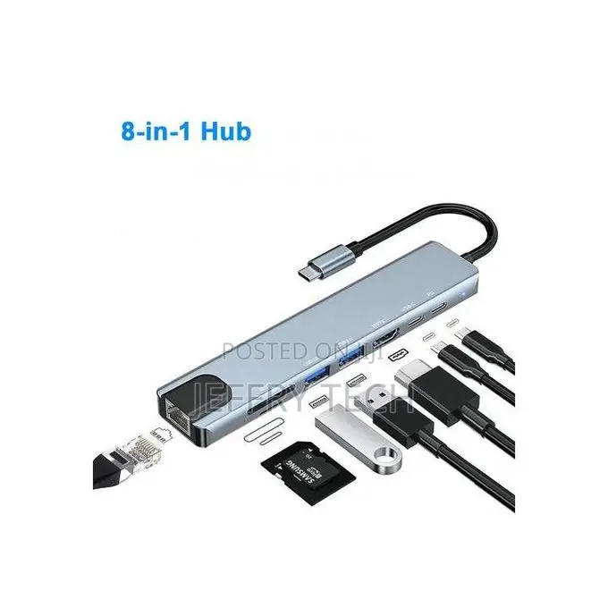 Usb Type C Hub Rj45 Usb Hub Pd 3.5mm Sd/Tf Usb_c Pro(8 in 1)