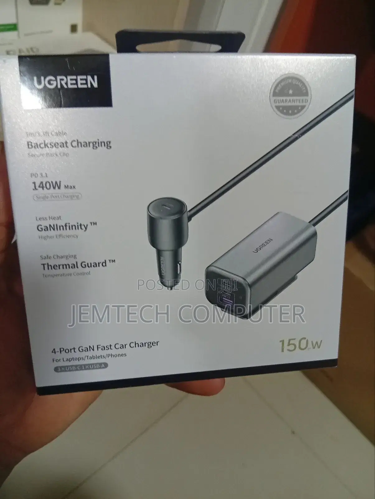 Ugreen 150w 4-Port Gan Fast Car Charger - Ec706