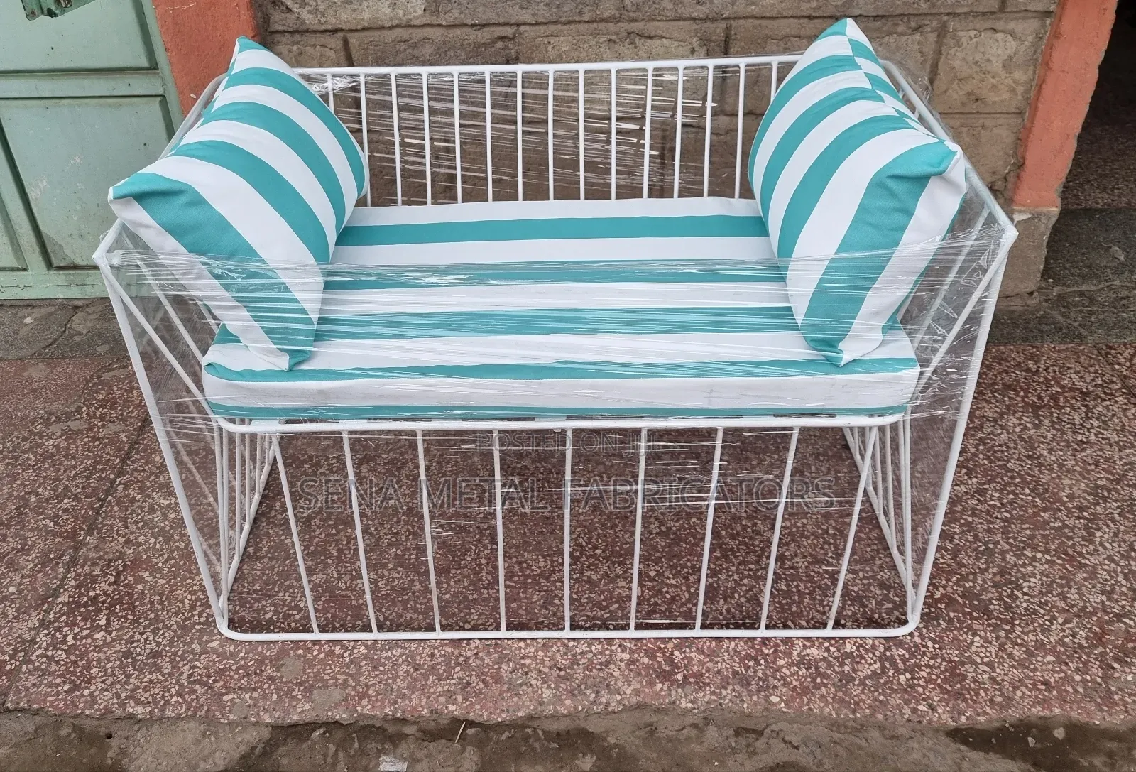 Metal 2 Seater Outdoor Sofa, Waterproof Upholstery.