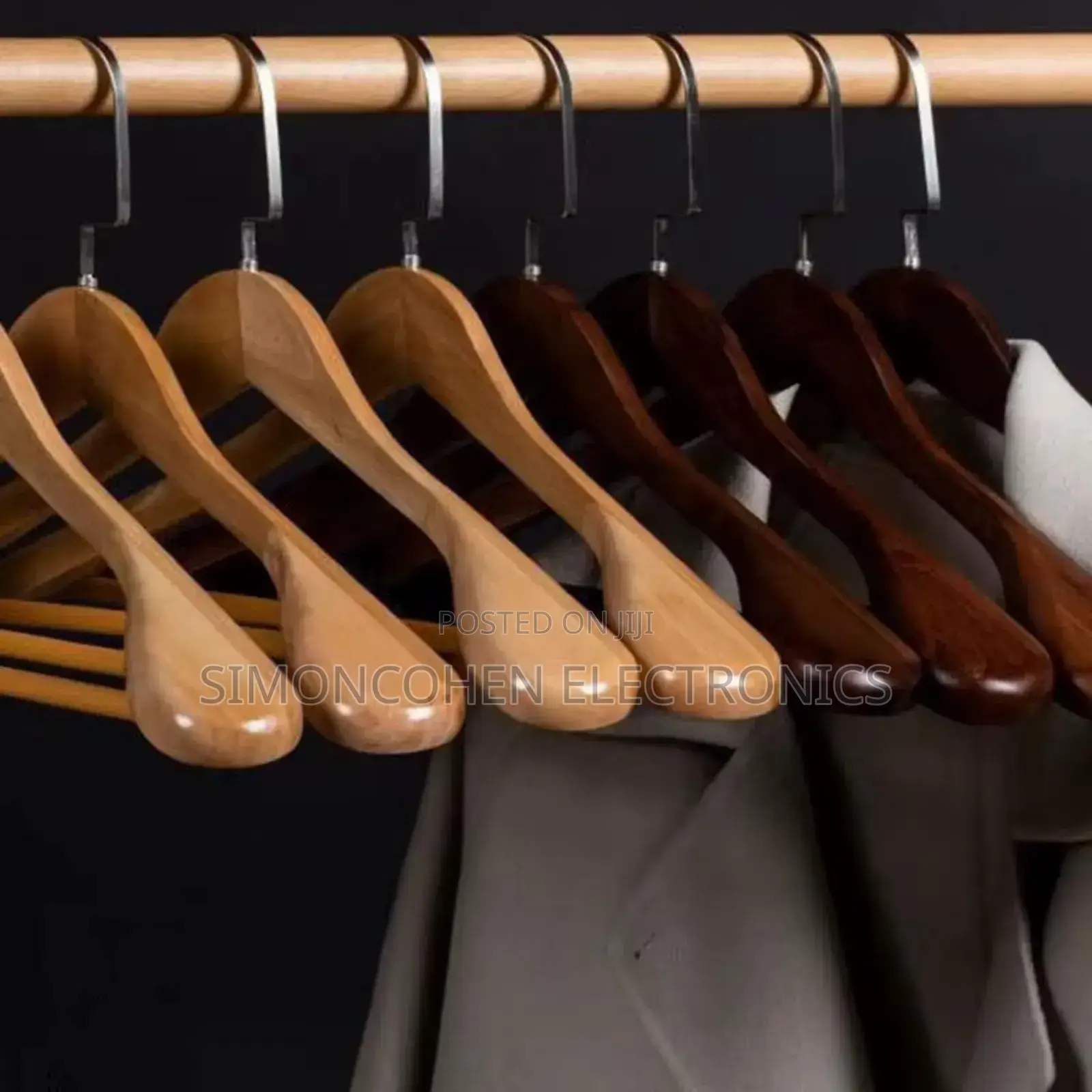 Wide Wooden Hangers Glossy Finish Non Slip 10pcs