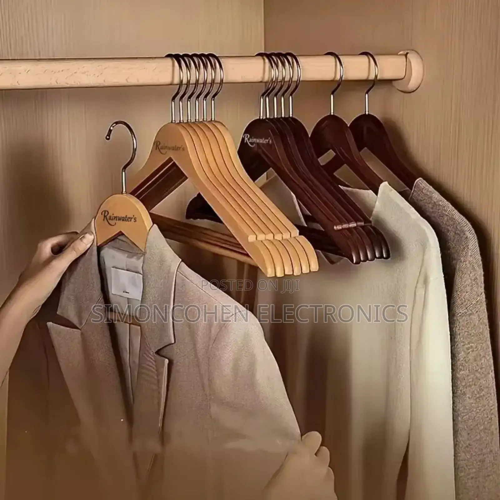 10pcs Glossy Finish Non Slip Wooden Hangers