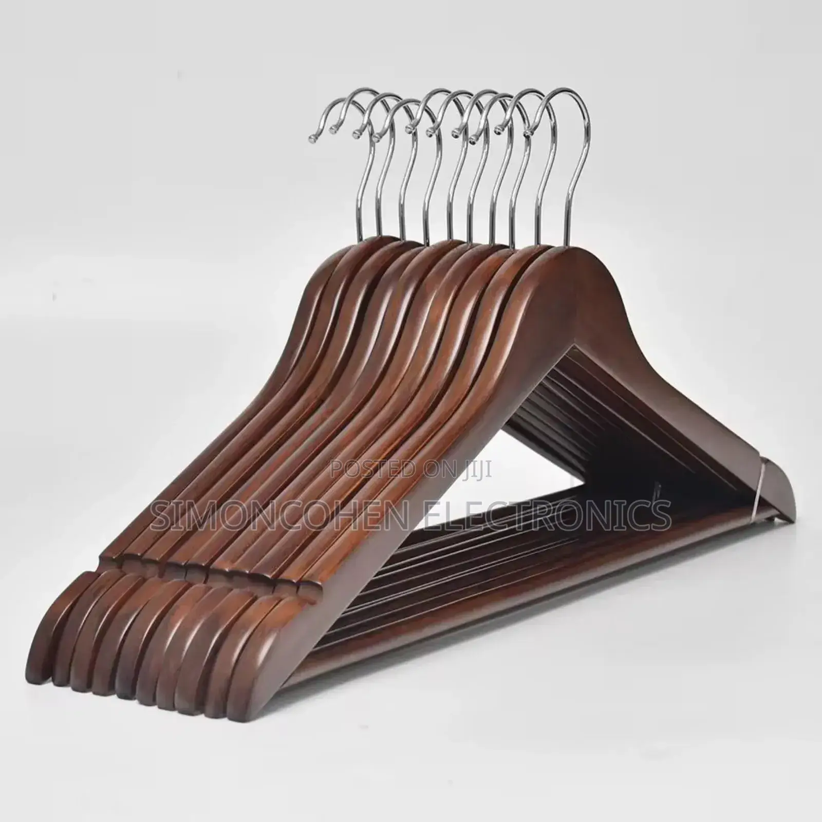 10pcs Glossy Finish Non Slip Wooden Hangers