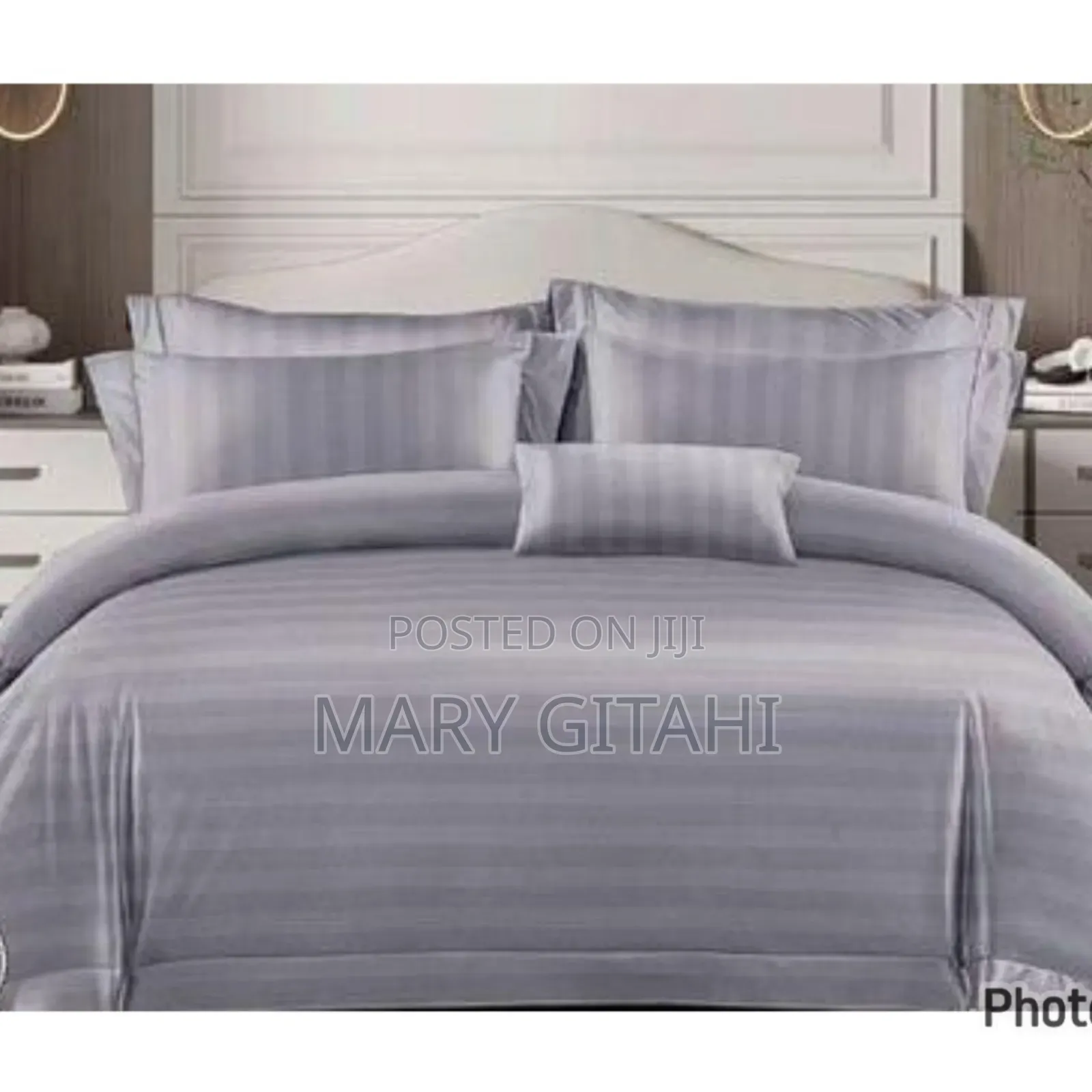 Grey in Colour Stripped Duvet Covers