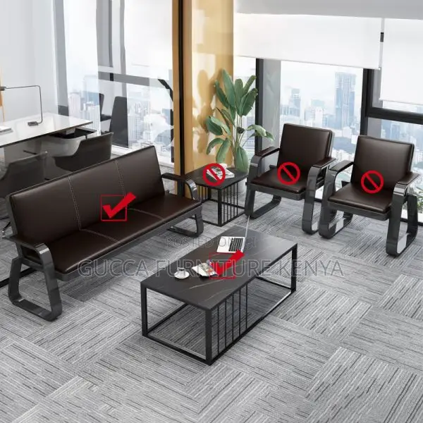 Sofas: 5-Seater Full Black Ergonomic Sofa Set-Steel Base