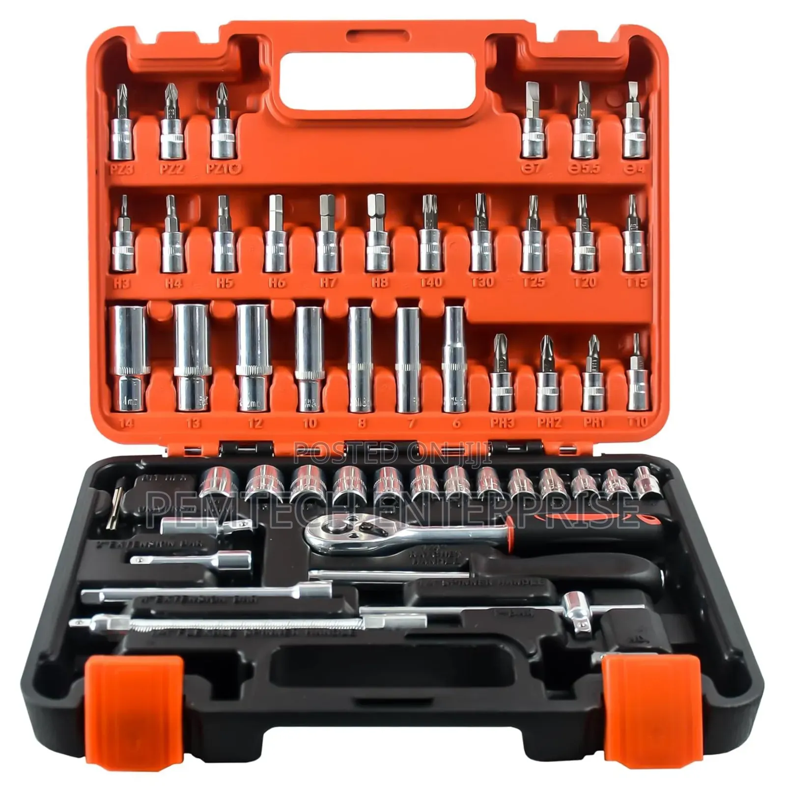 53 Pieces Socket Wrench Set Drive Socket Set With 1/4 Inch