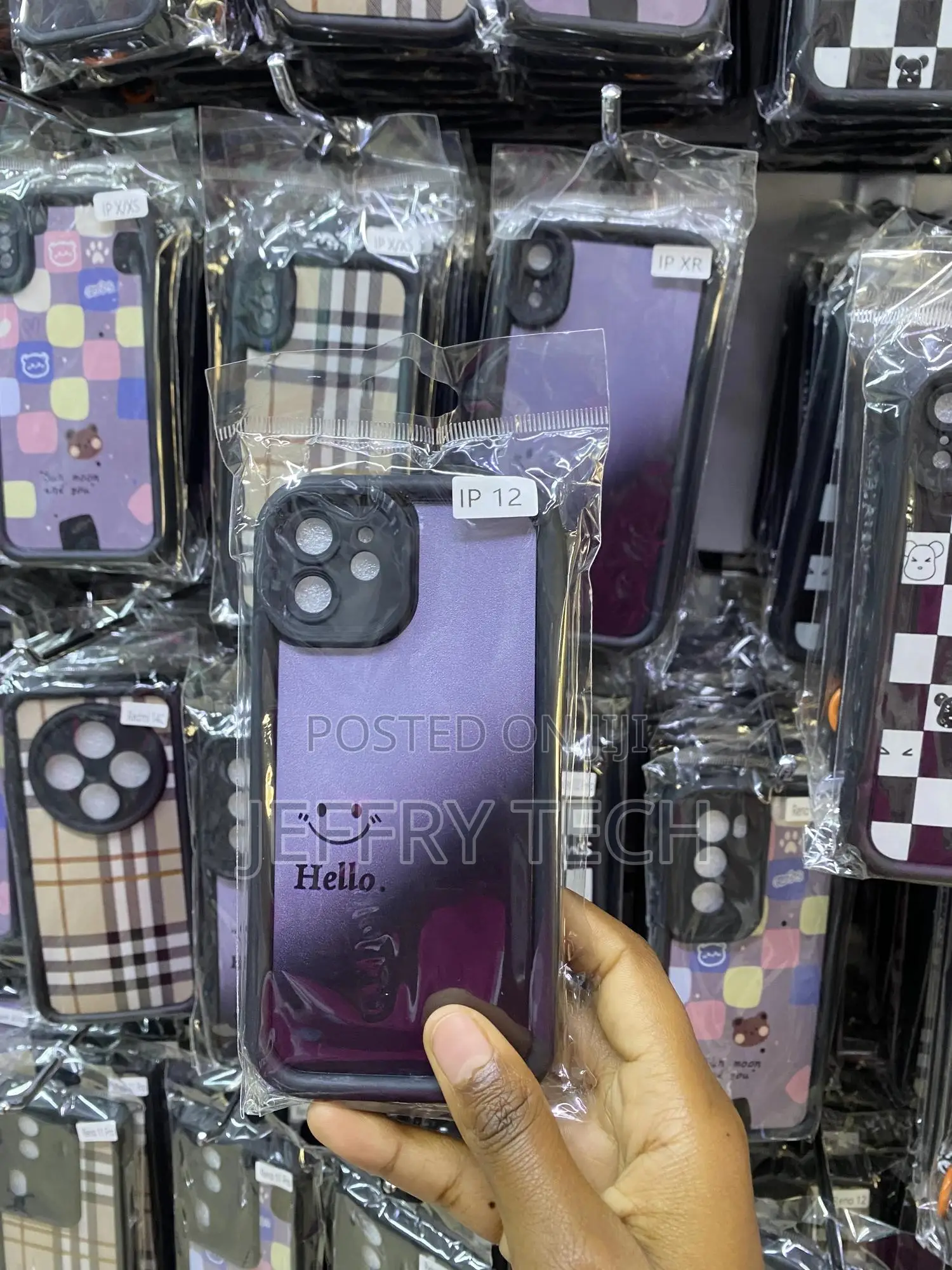 Aydoyim Plaid Tartan Damier Cute Hello Case for iPhone 12