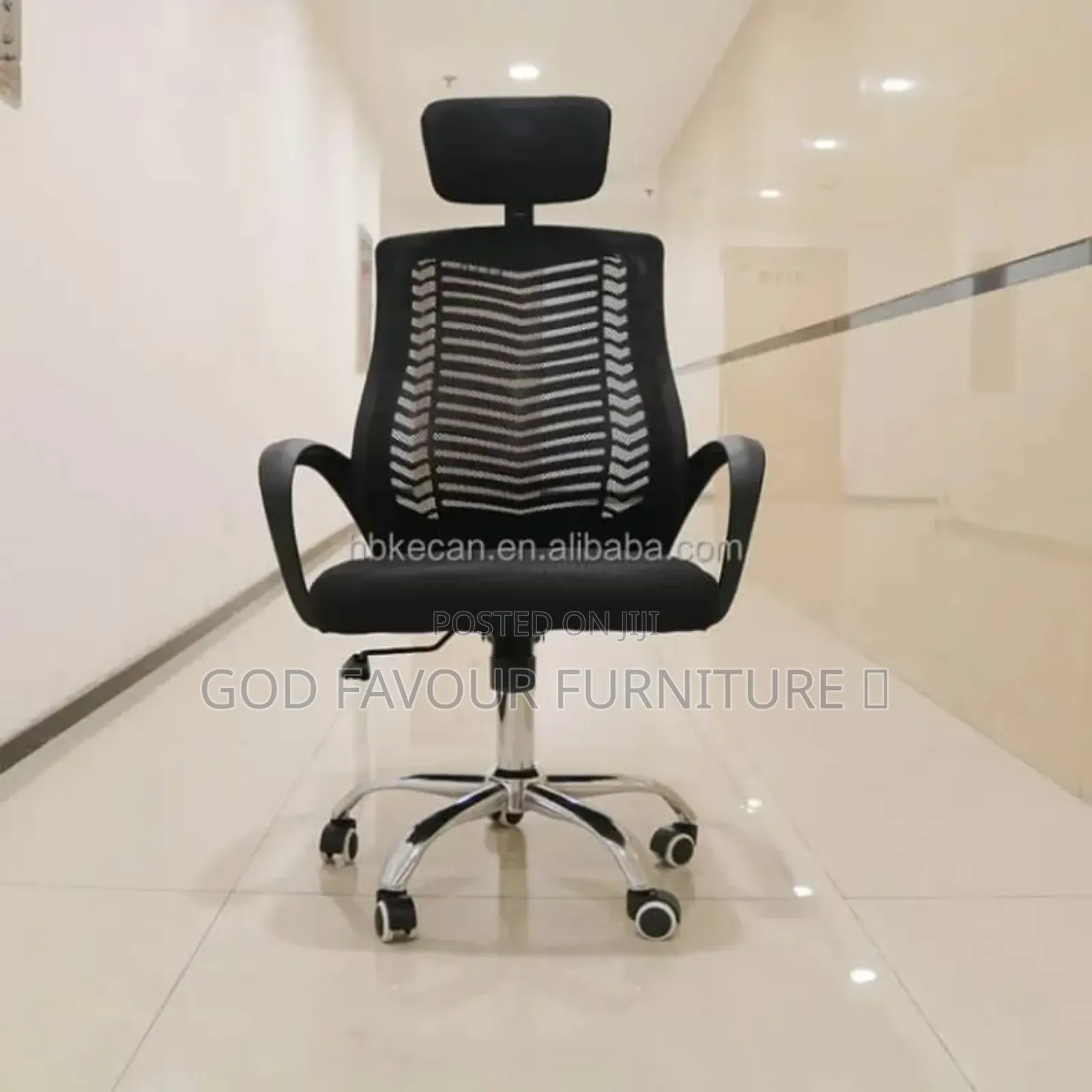 Black Swivel Adjustable Headrest Chair With Armrests Tfd3