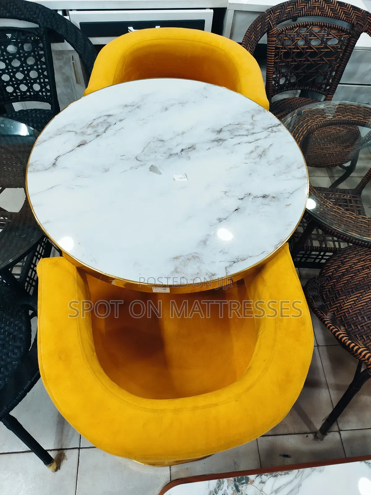 Unique Outdoor Set - 2 Chairs + Glass Round Table.