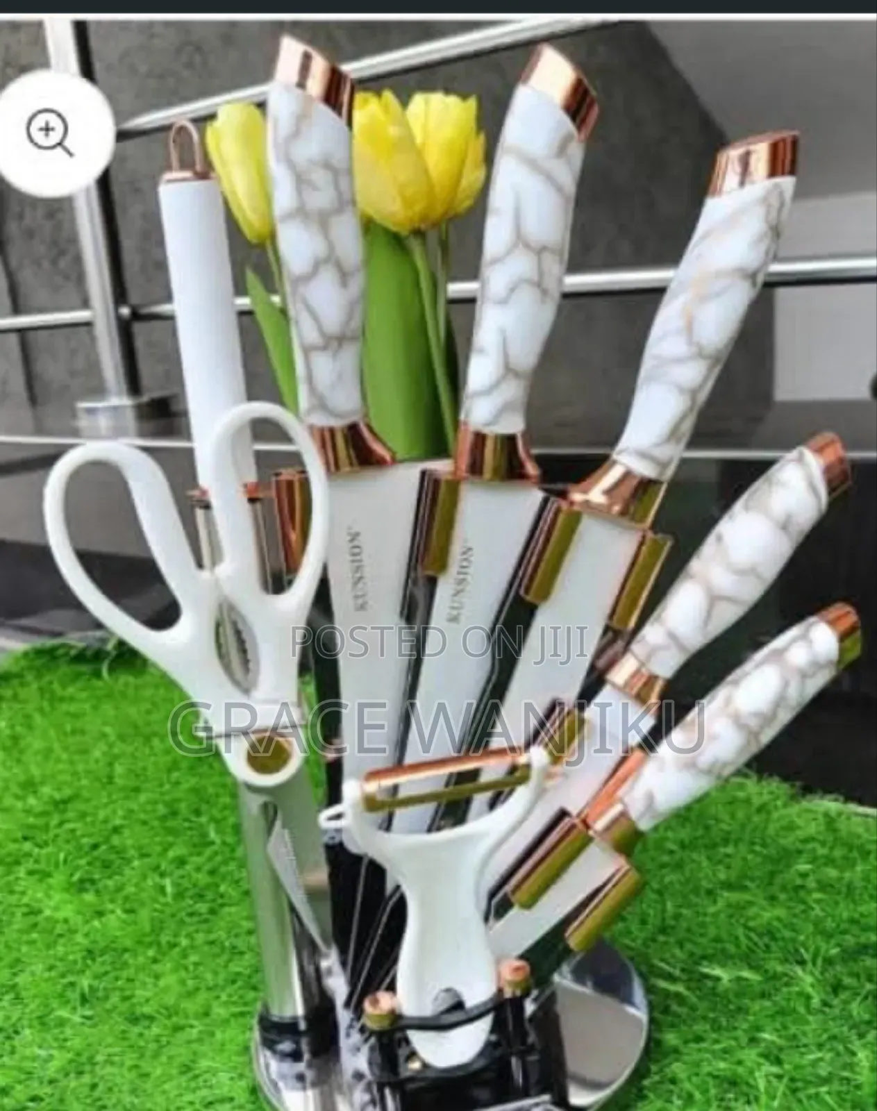 White Marble Knives Set