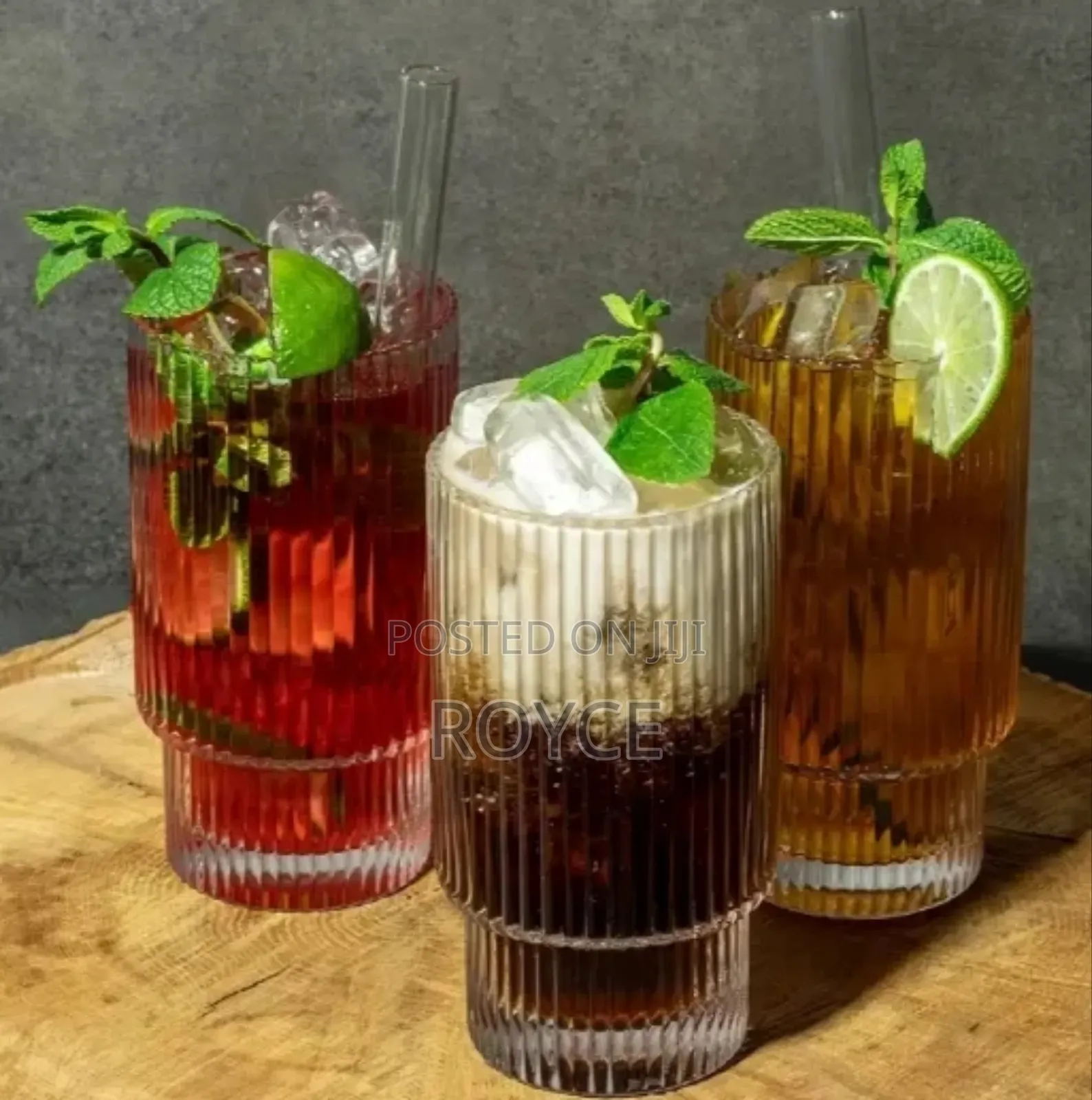 Ribbed Crystal Glass Tumblers-6pcs