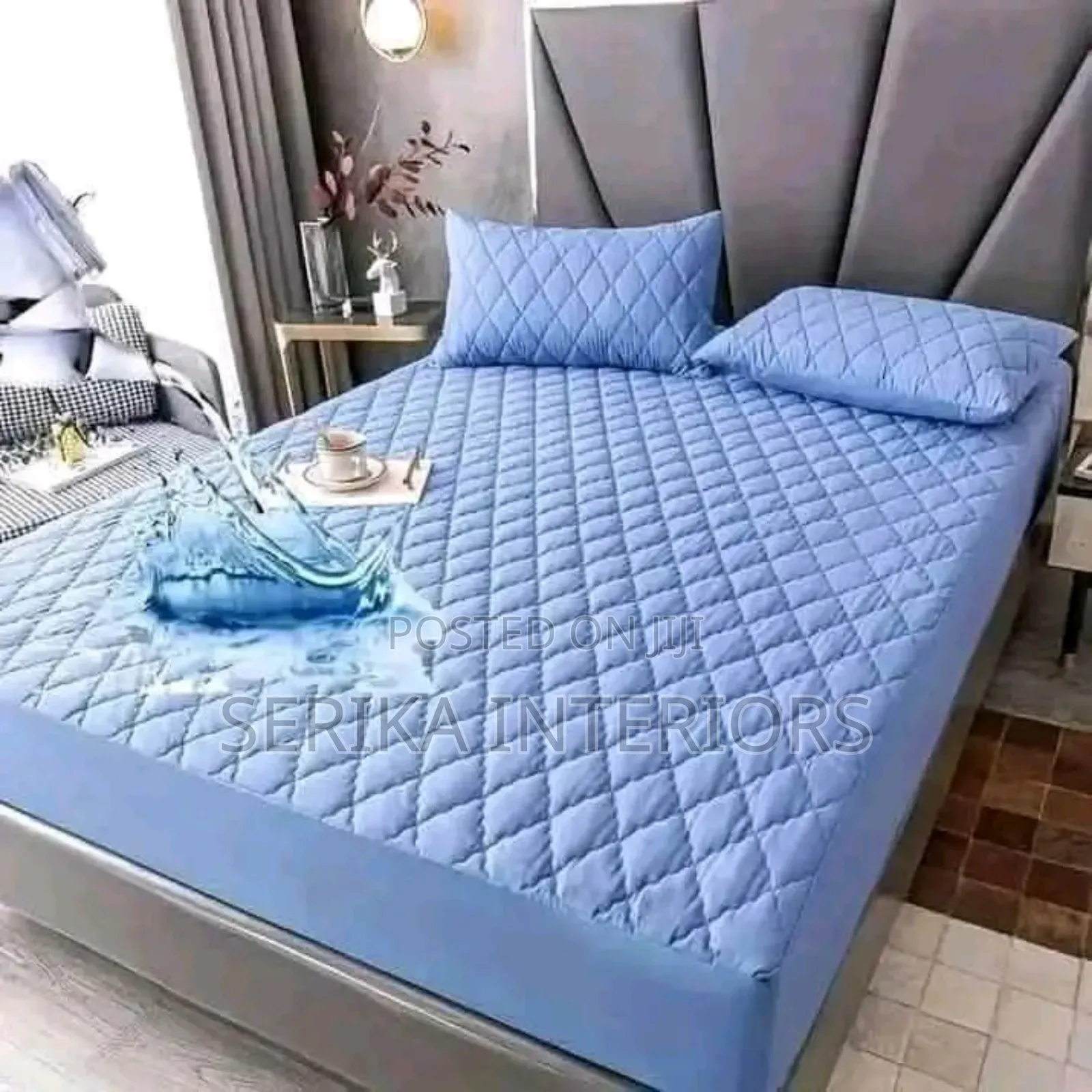 Blue Waterproof Mattress Protector Environmental Friendly