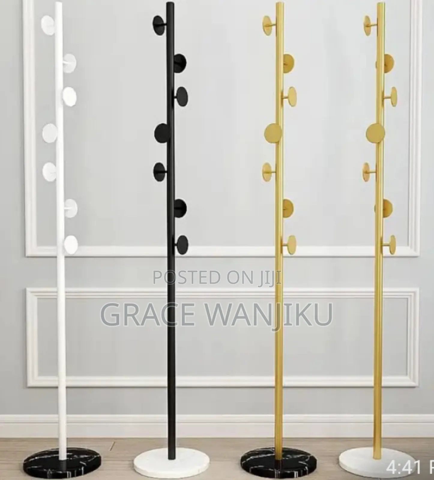Marble Base Luxury Coat Rack Floor Standing Clothes Hanger.