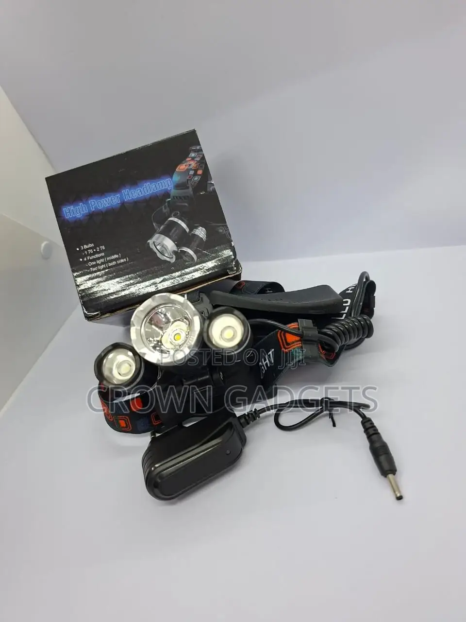 3-T6 High Power Head Torch – 4000mah Battery Powered