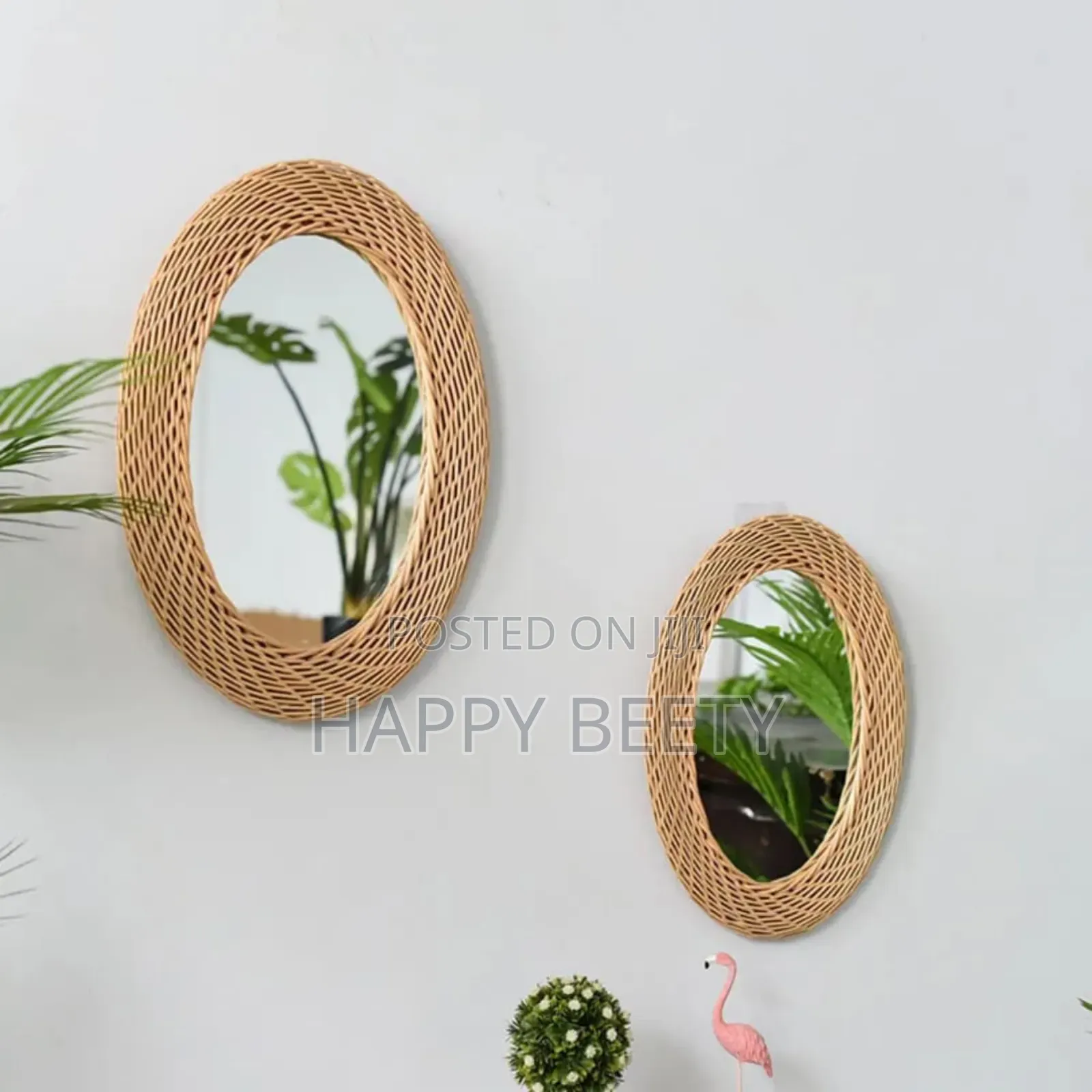 Modern Oval Rattan Decorative Mirror
