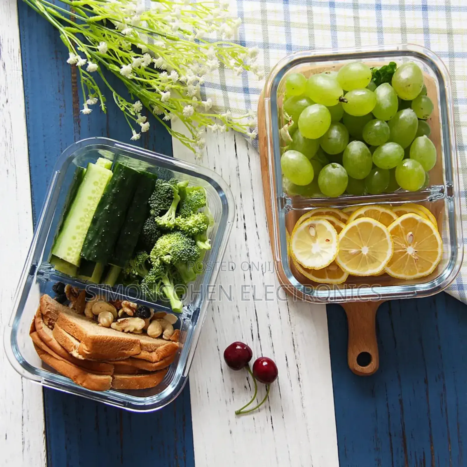 Microwave Safe Glass Lunch Box(2 Grid)