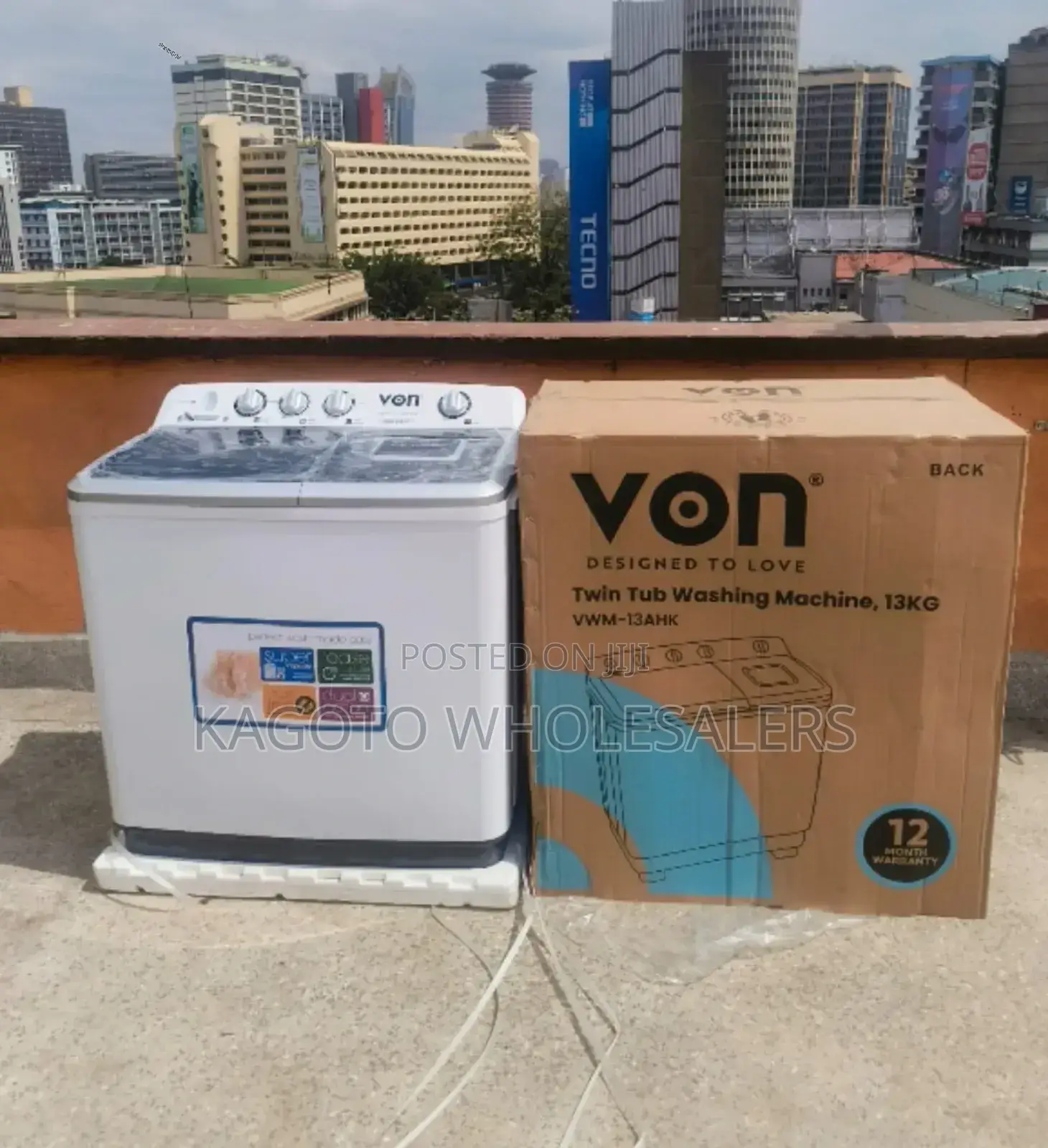 White Von Washing Machine Twin Tub