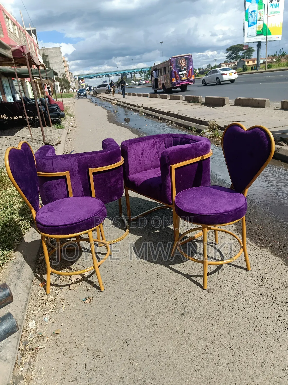 4 Manicure Seats, Purple 