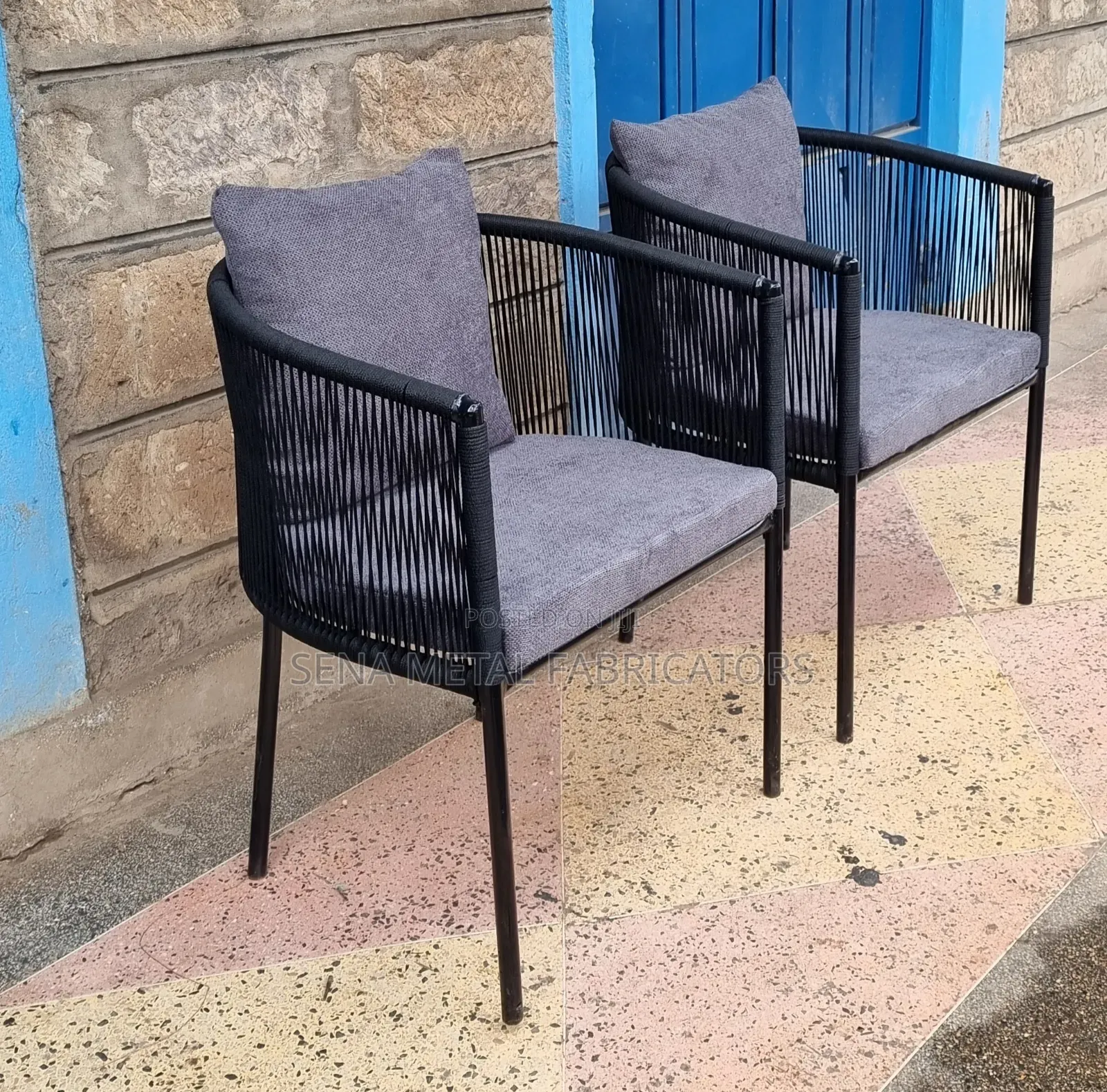 Patio,Garden,Restaurant Chairs,Woven With Black Metal Frame.