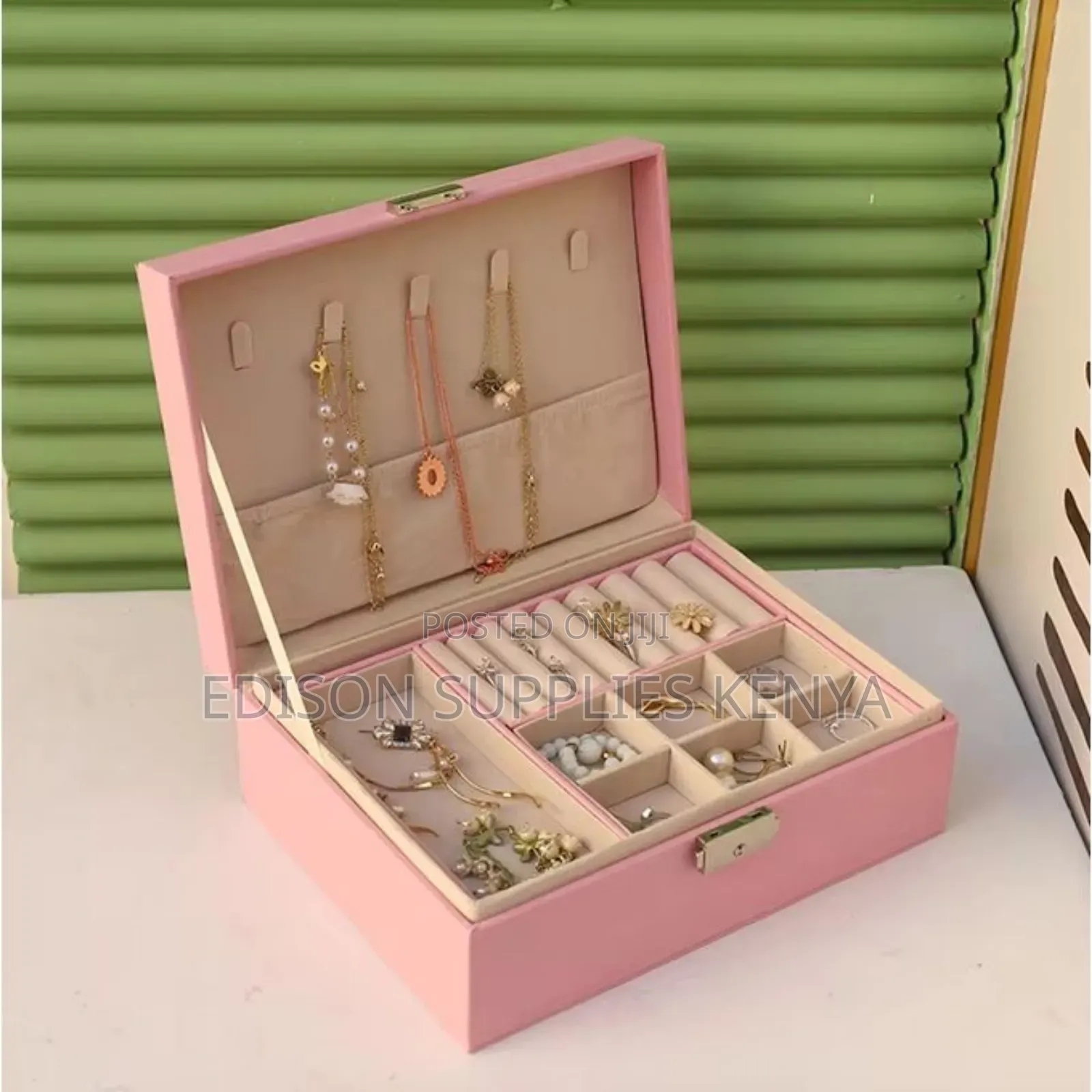 Jewellery Box Organizer Double Layer Jewellery Storage Pink