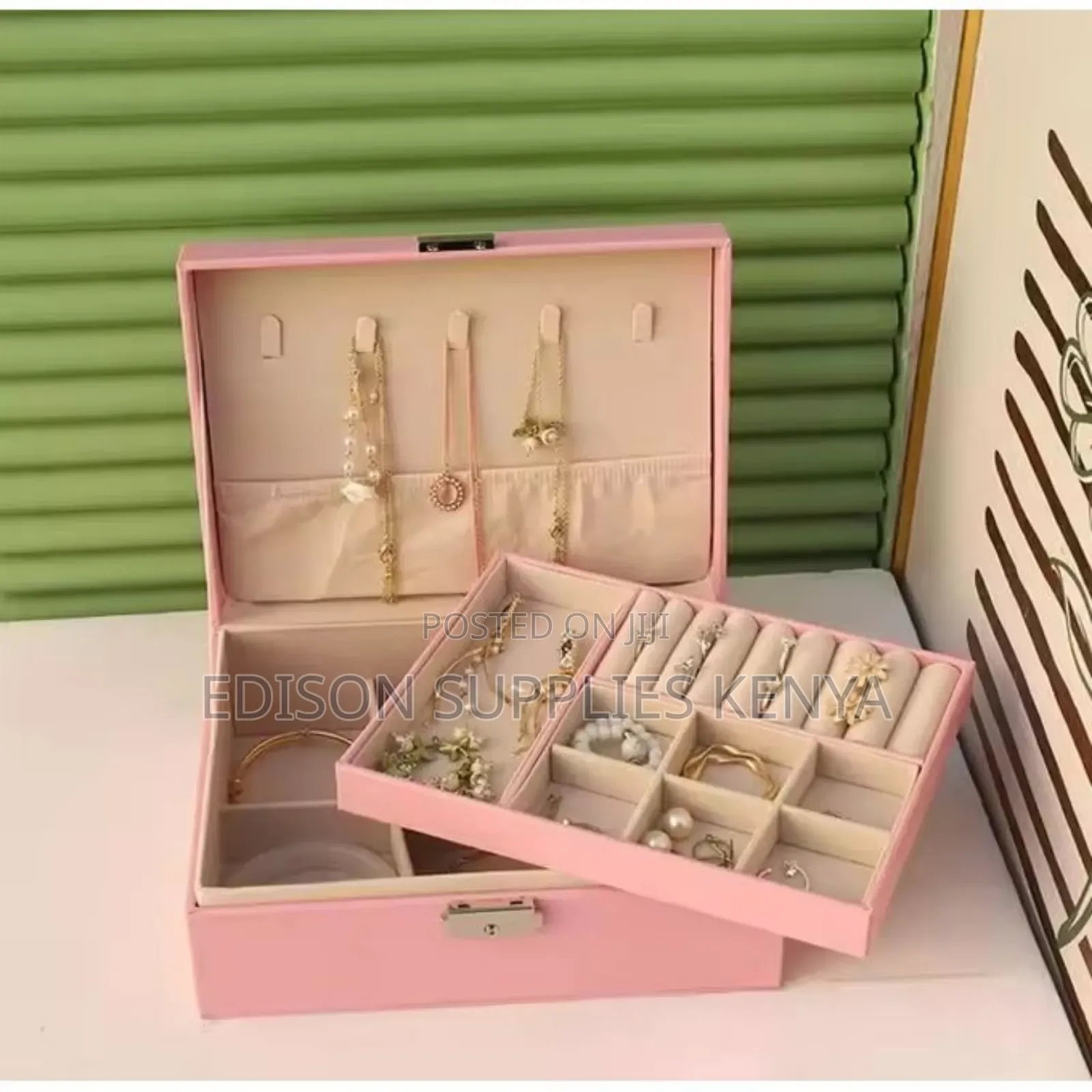 Jewellery Box Organizer Double Layer Jewellery Storage Pink