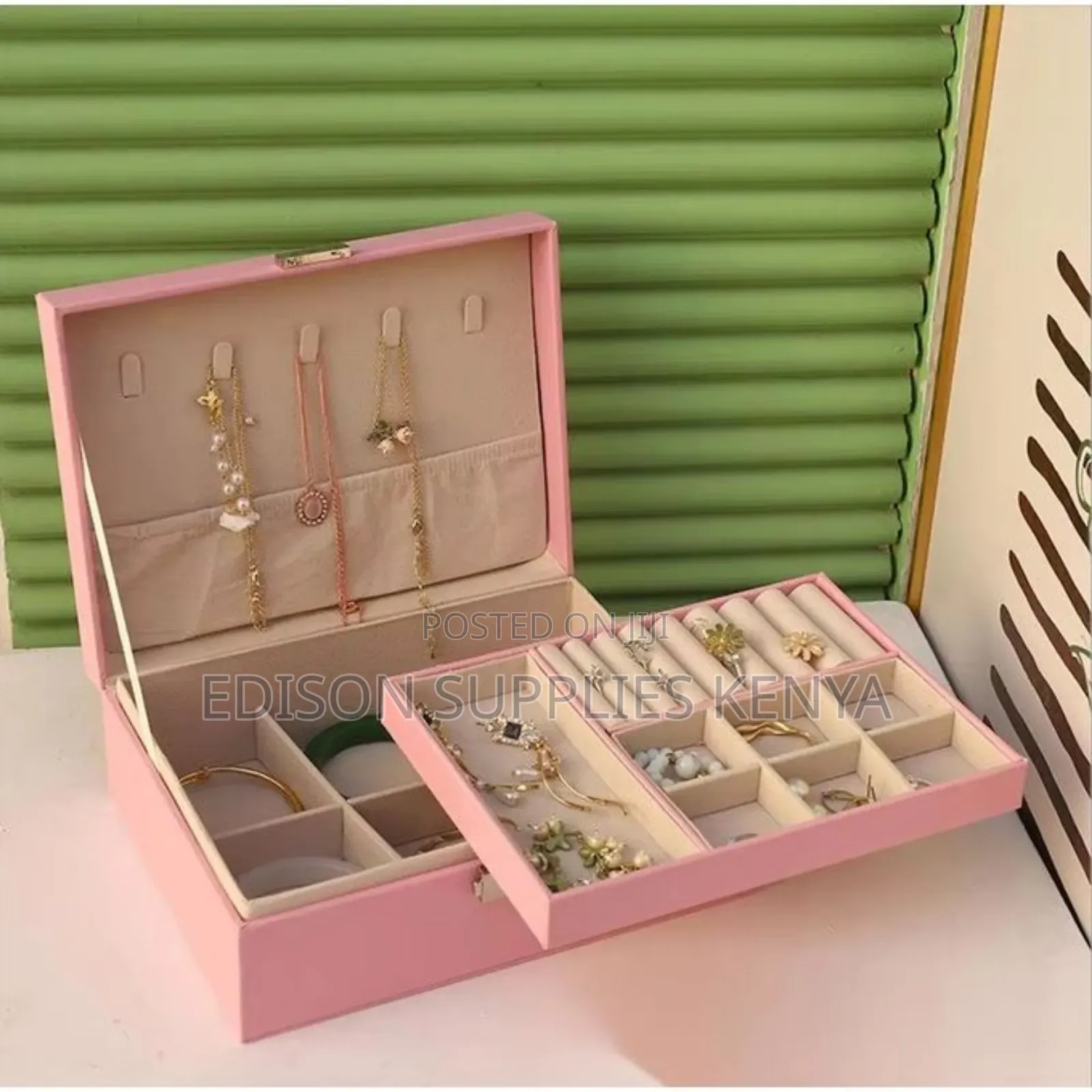 Jewellery Box Organizer Double Layer Jewellery Storage Pink