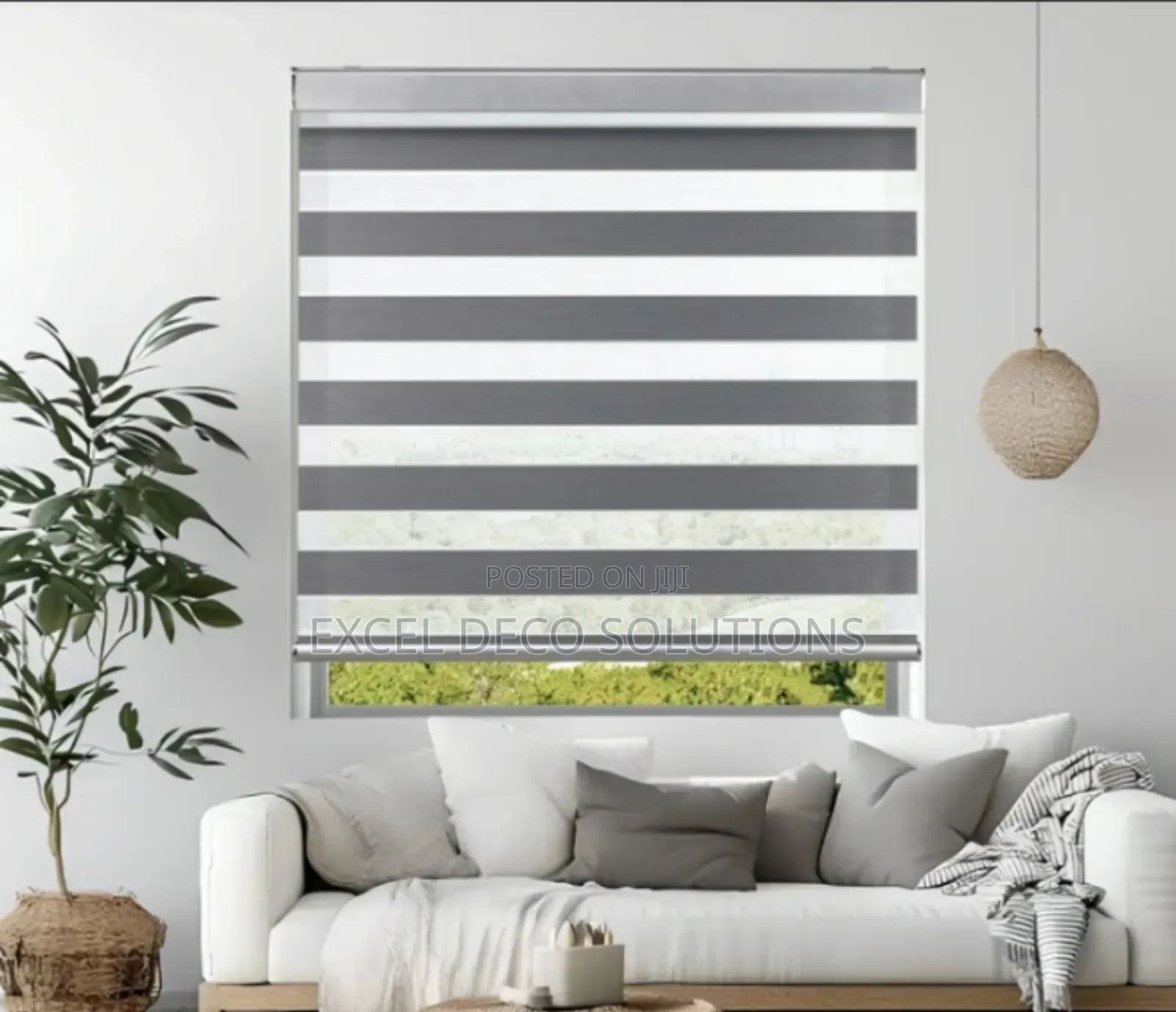 Bold Black Zebra Blinds for Contrast
