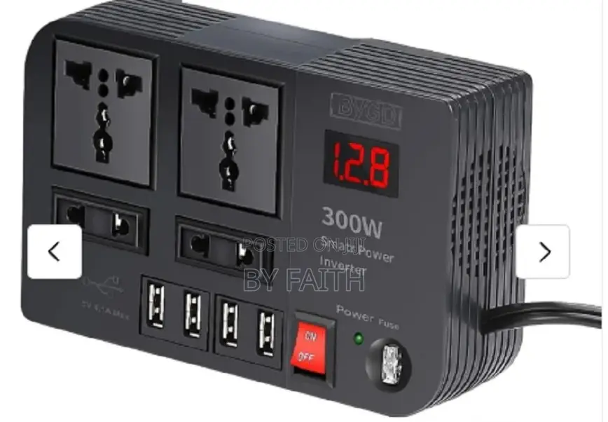 300w Car Inverter With 4 Usb Charging Ports and 4 Charging