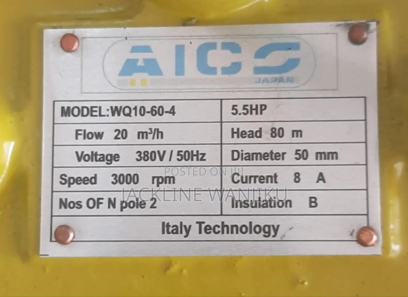Aico Sewage Submersible Pump 5.5hp 80m Three Phase 2 Inches*