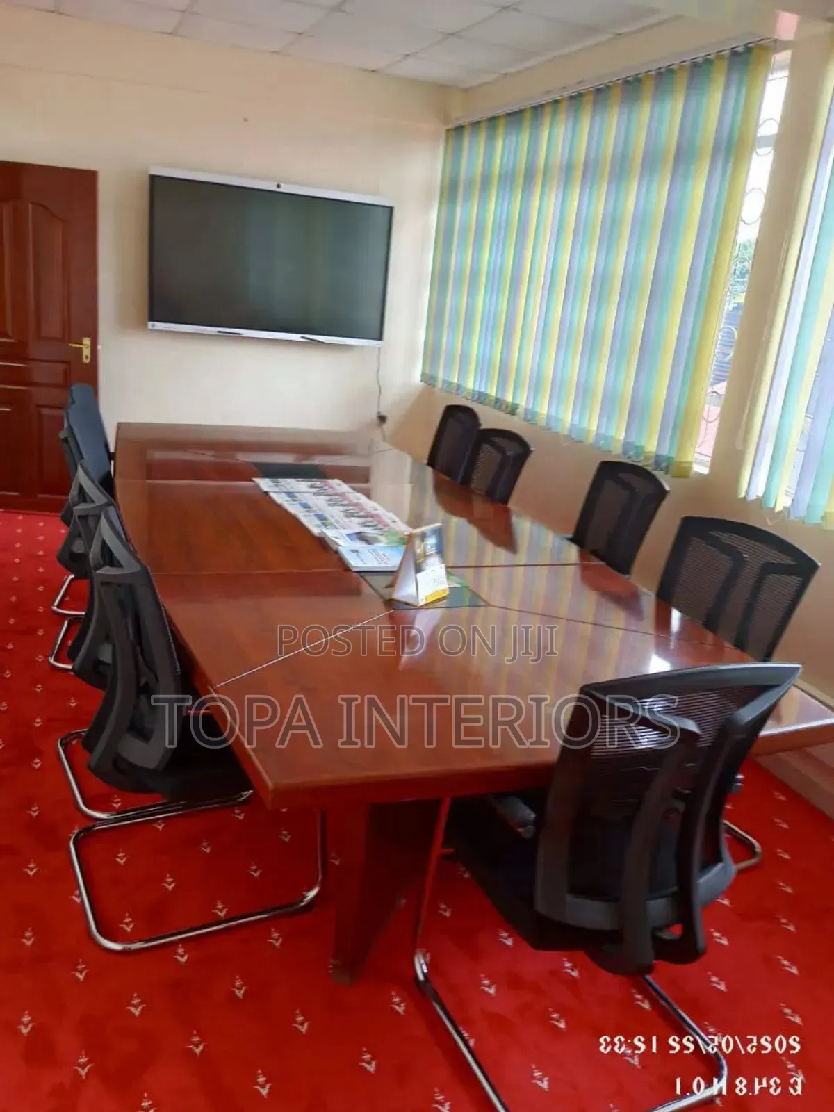 Boardroom Office Executive Flowered Red Wall to Wall Carpets