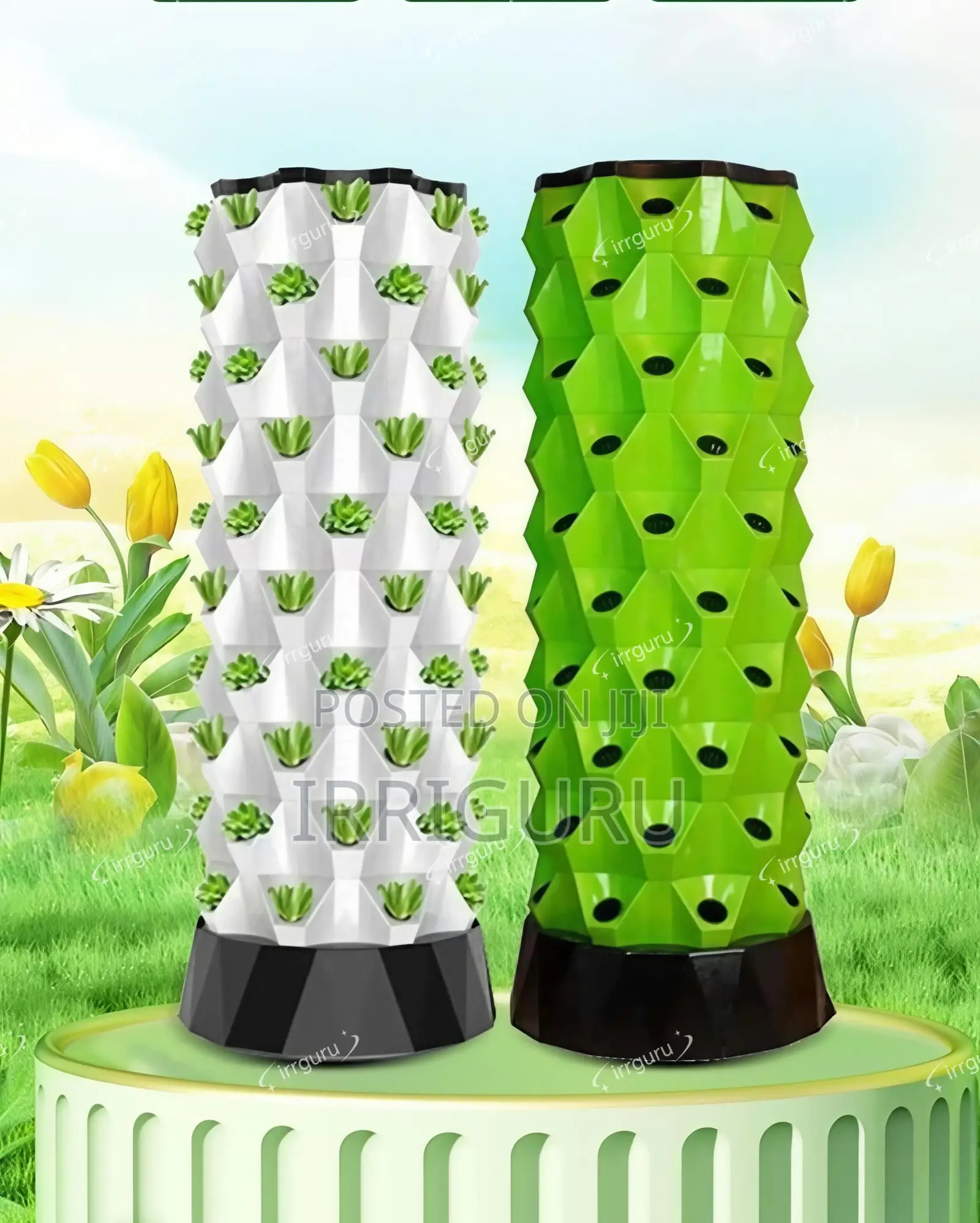 Green Hydroponic Vegetable Tower