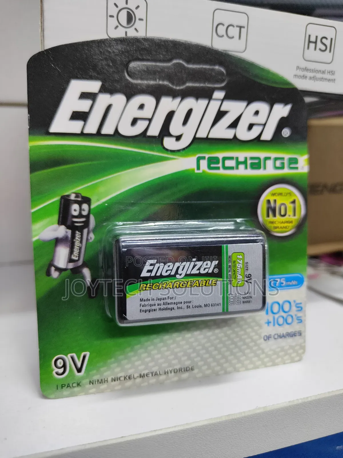 9v Energizer Metal Hydride Battery.
