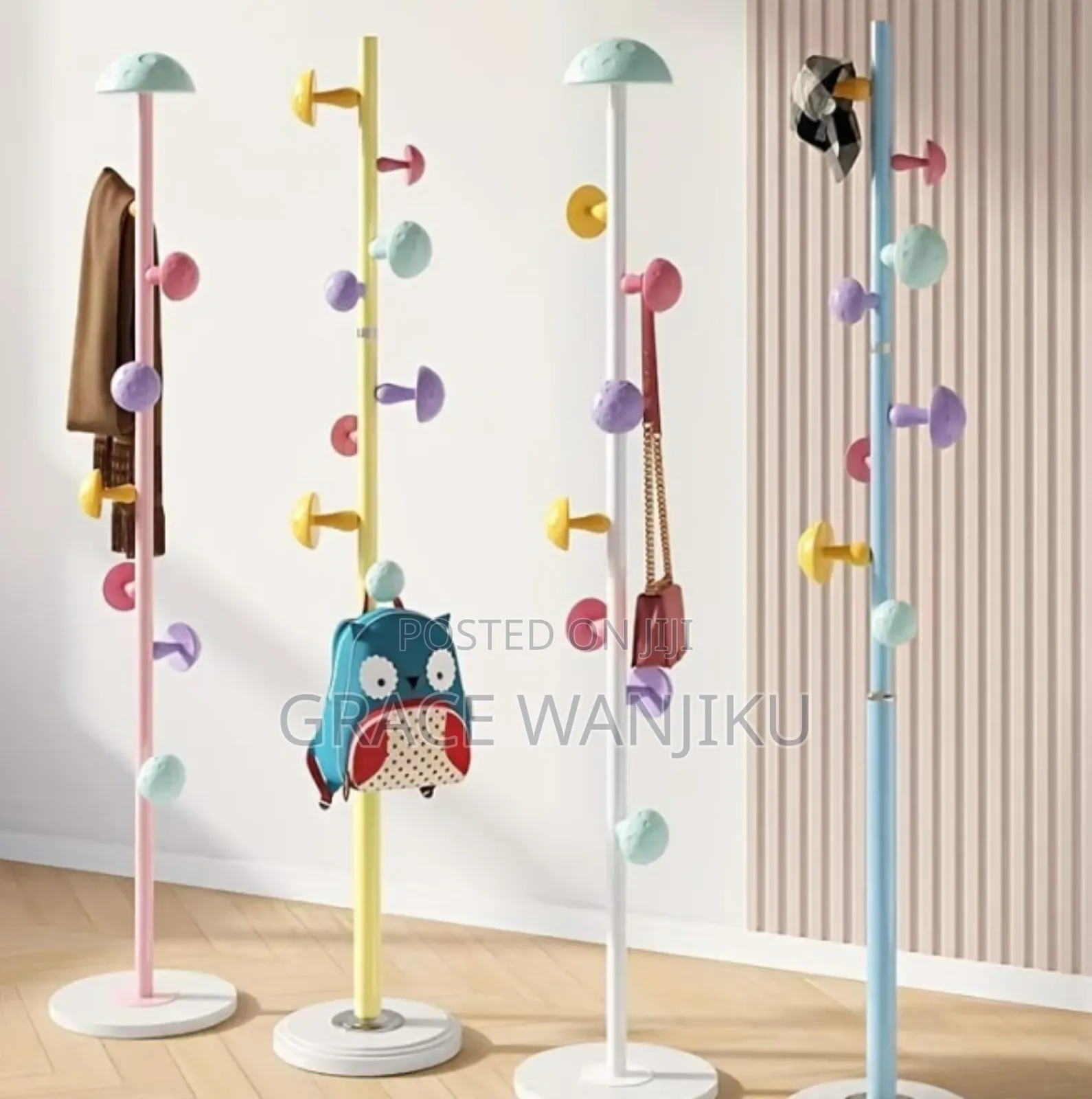 Heavy Deluxe 8 Screw Stud Coloured Hooks 170cm Coat Hanger