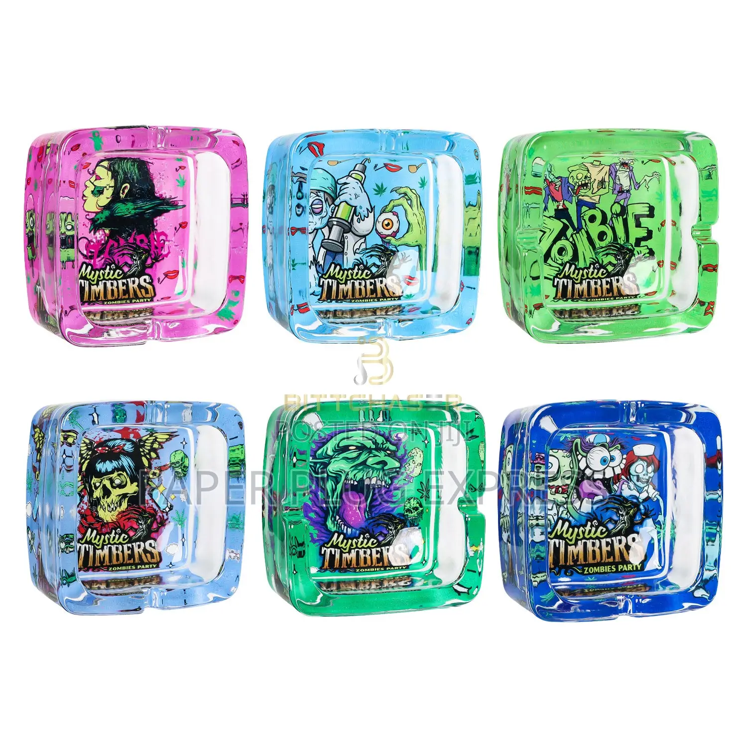 Mystic Timbers Zombies Square Premium Glass Ashtray 90m