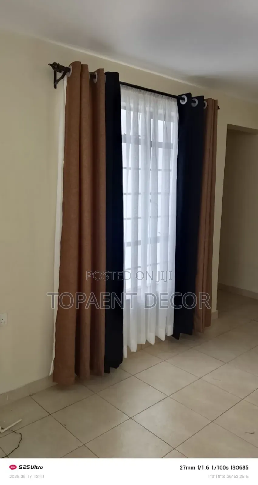 Black And Brown Multipurpose Gunia Window Curtains And Sheer