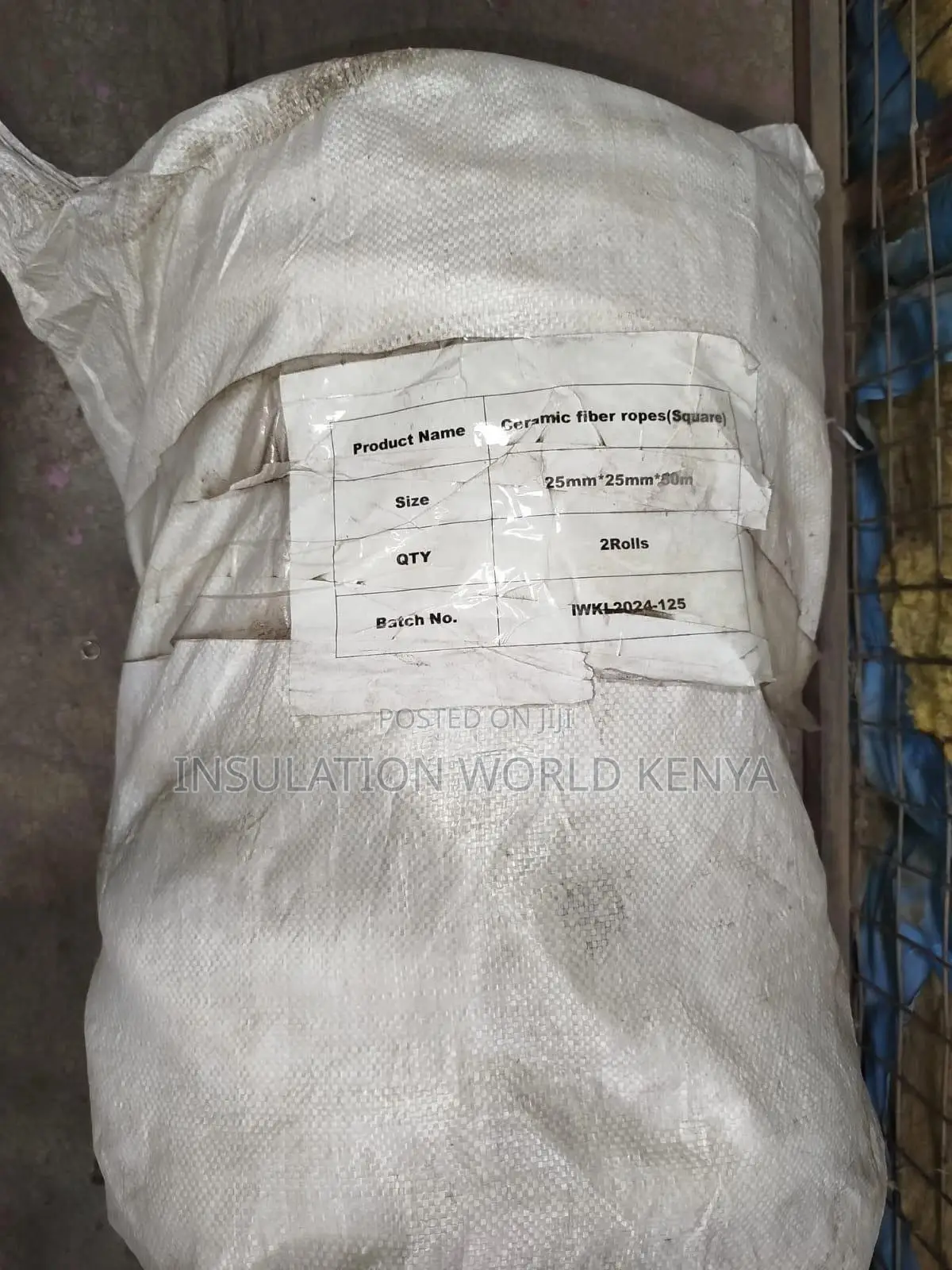 Ceramic Fiber Square Rope–25mm Diameter(Per Mtr)Non-Asbestos