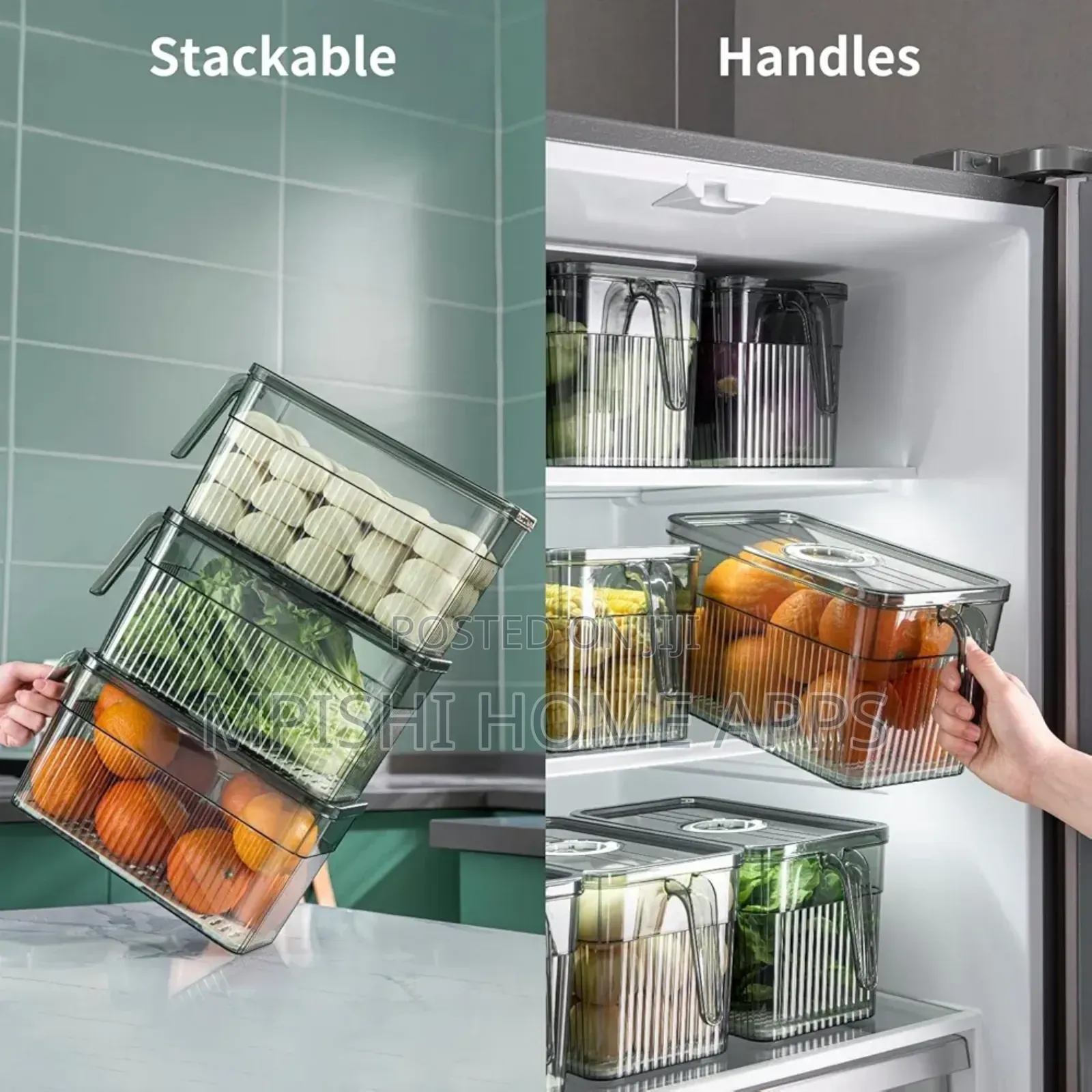 3l Elegant Acrylic Fridge Container (Green Clear)