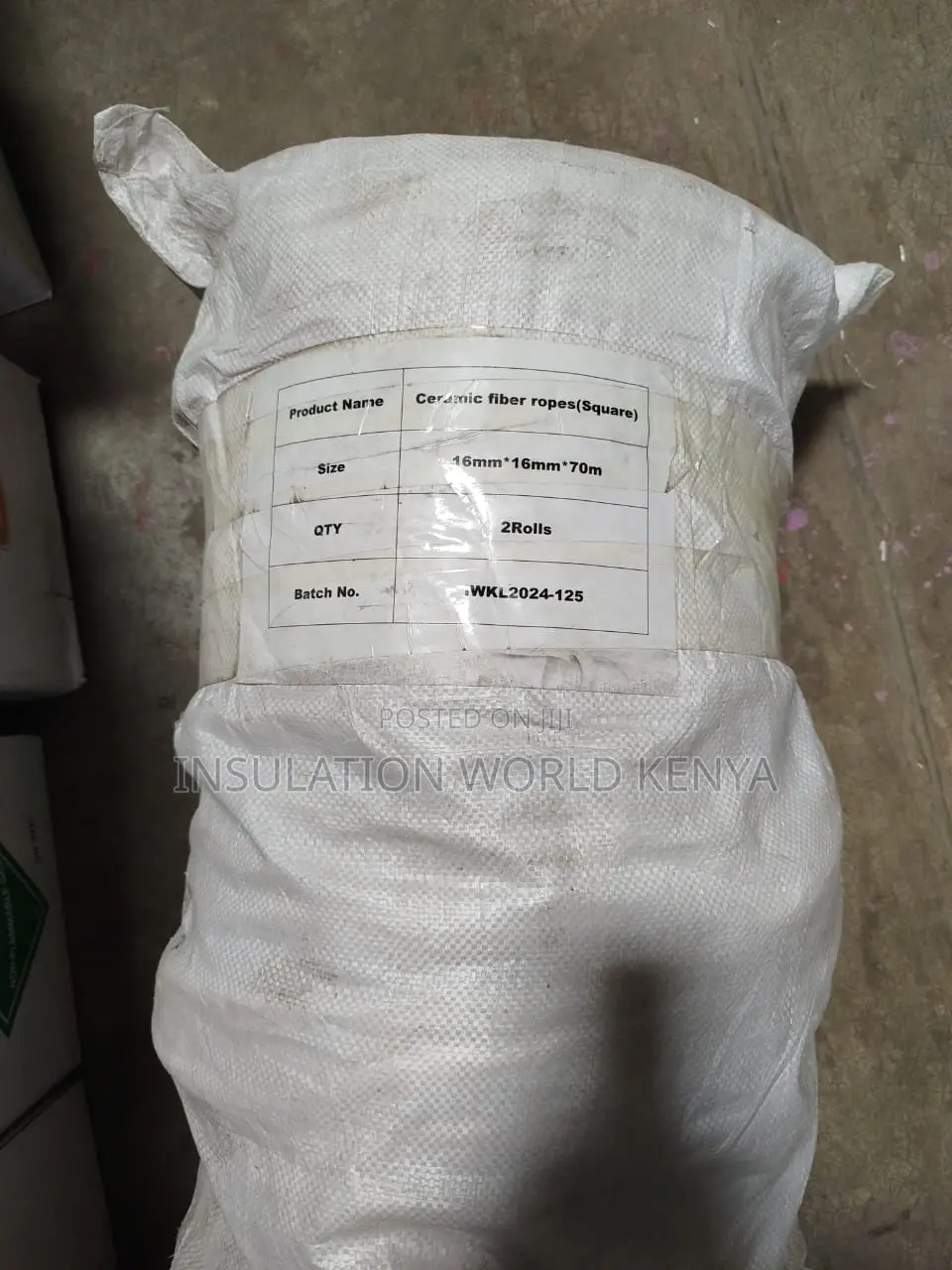 Ceramic Fiber Square Rope–16mmx16mm Diameter–Non-Asbestos