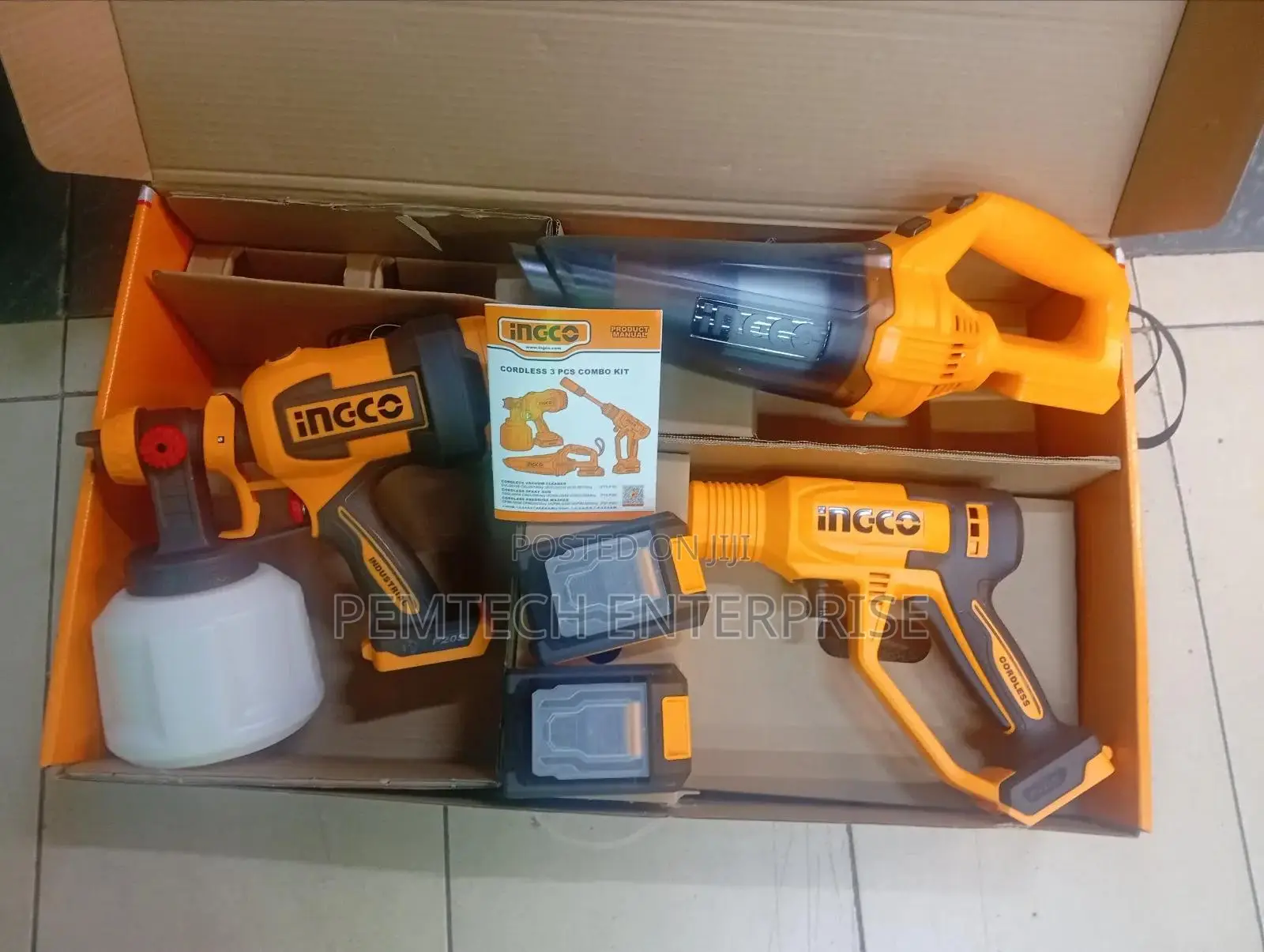 Ingco 20v 3pcs Sprayer, Vacuum, Hp Washer Combo Set