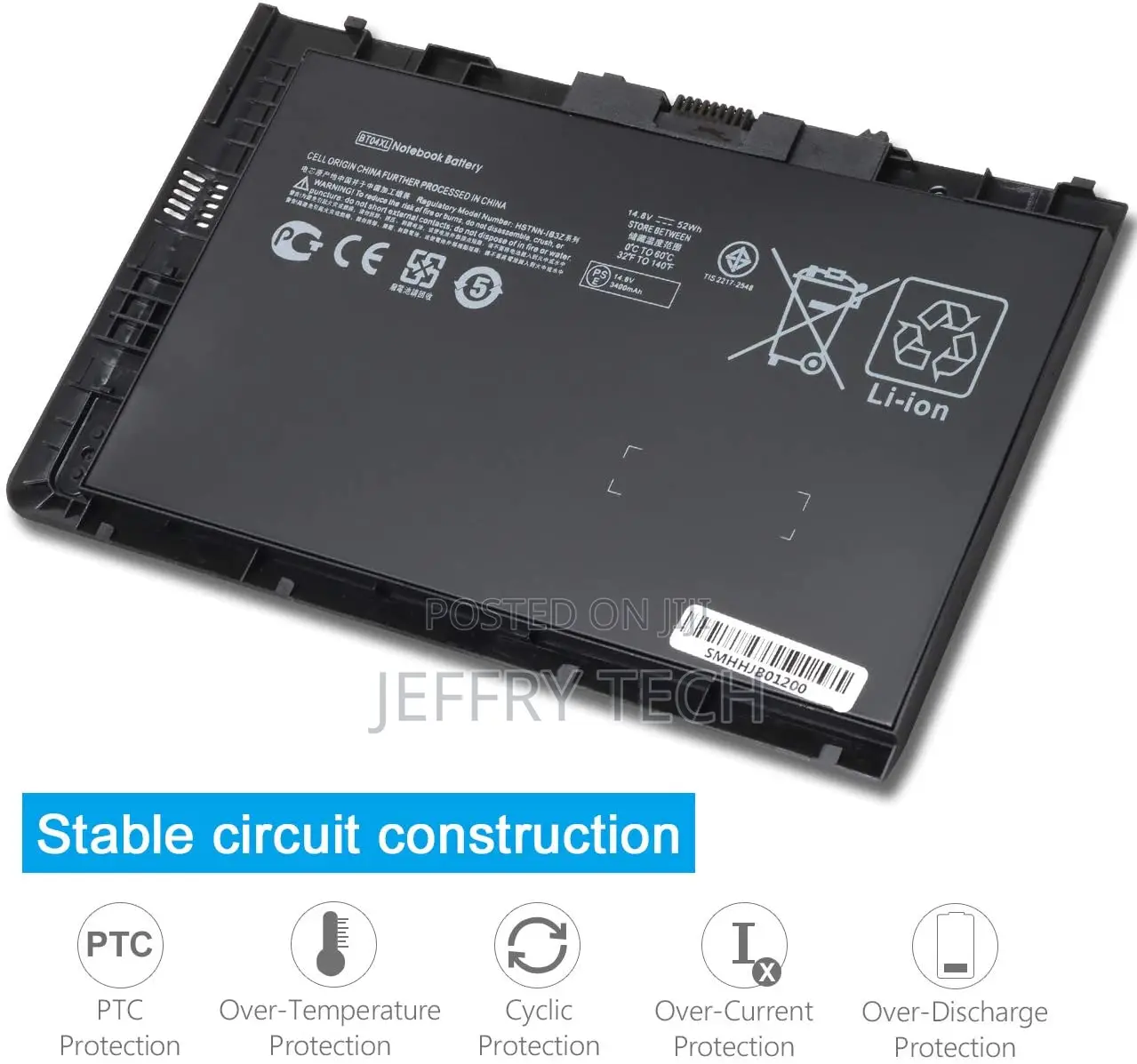 Hp Elitebook Folio 9470 / 9480m Series Laptop Battery Bt04