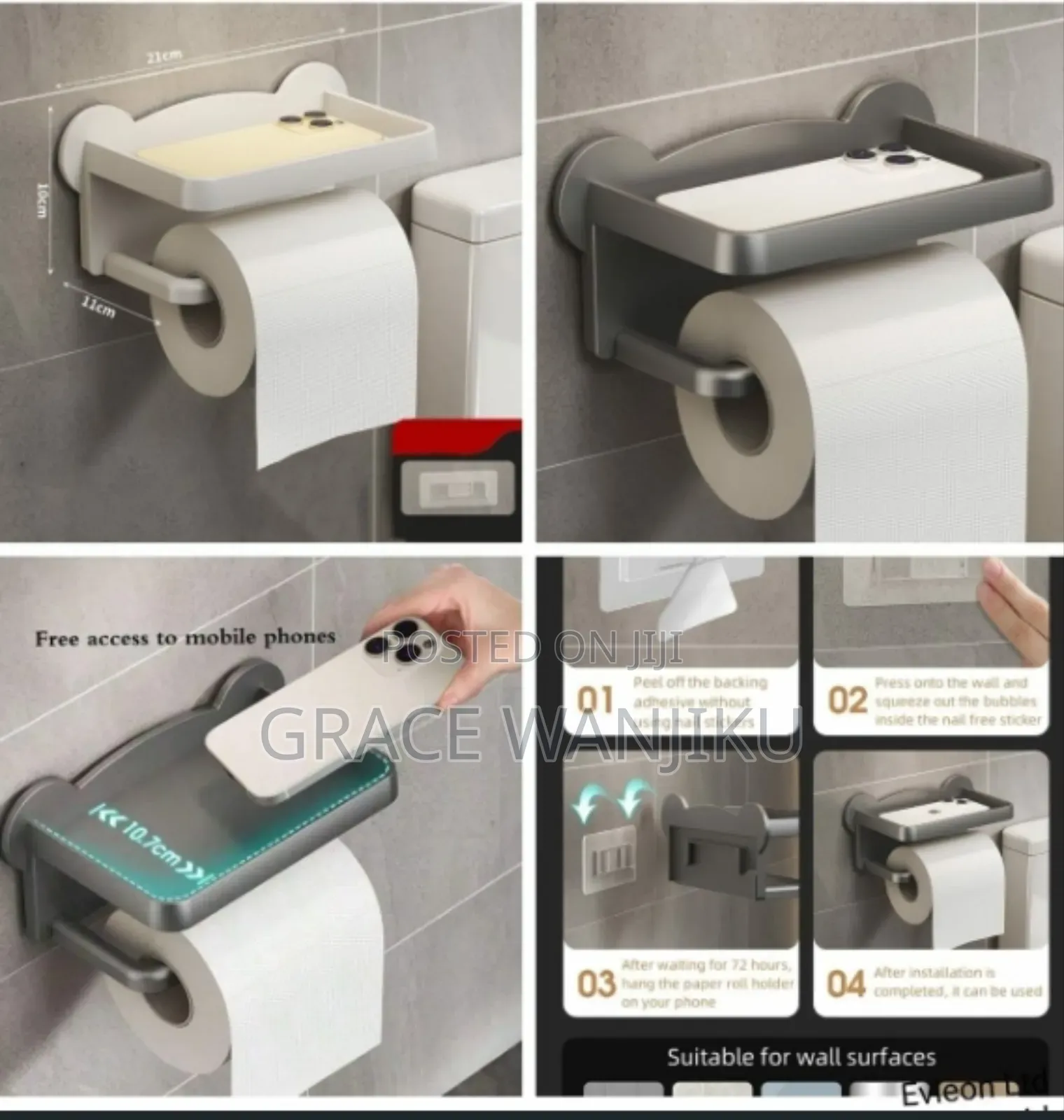 Punch Free Toilet Tissue Holder