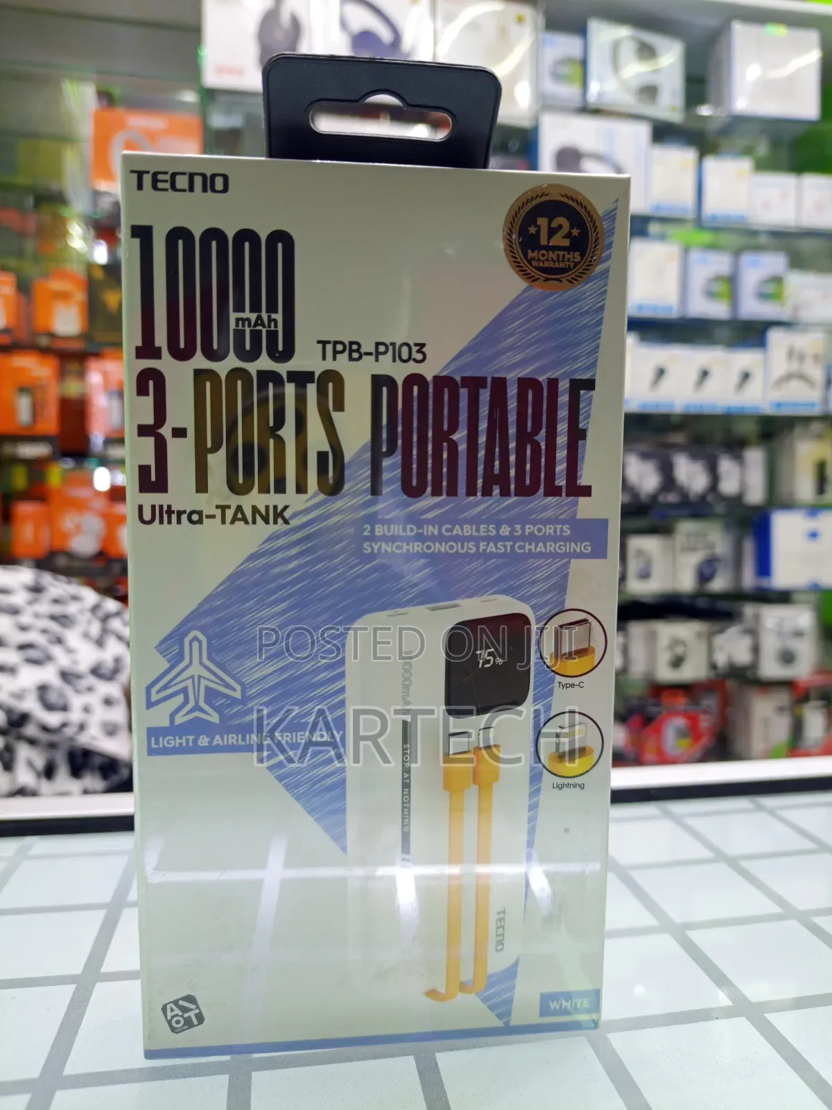 Tecno TPB-103 10000mah Ultra Power Bank With Led Display