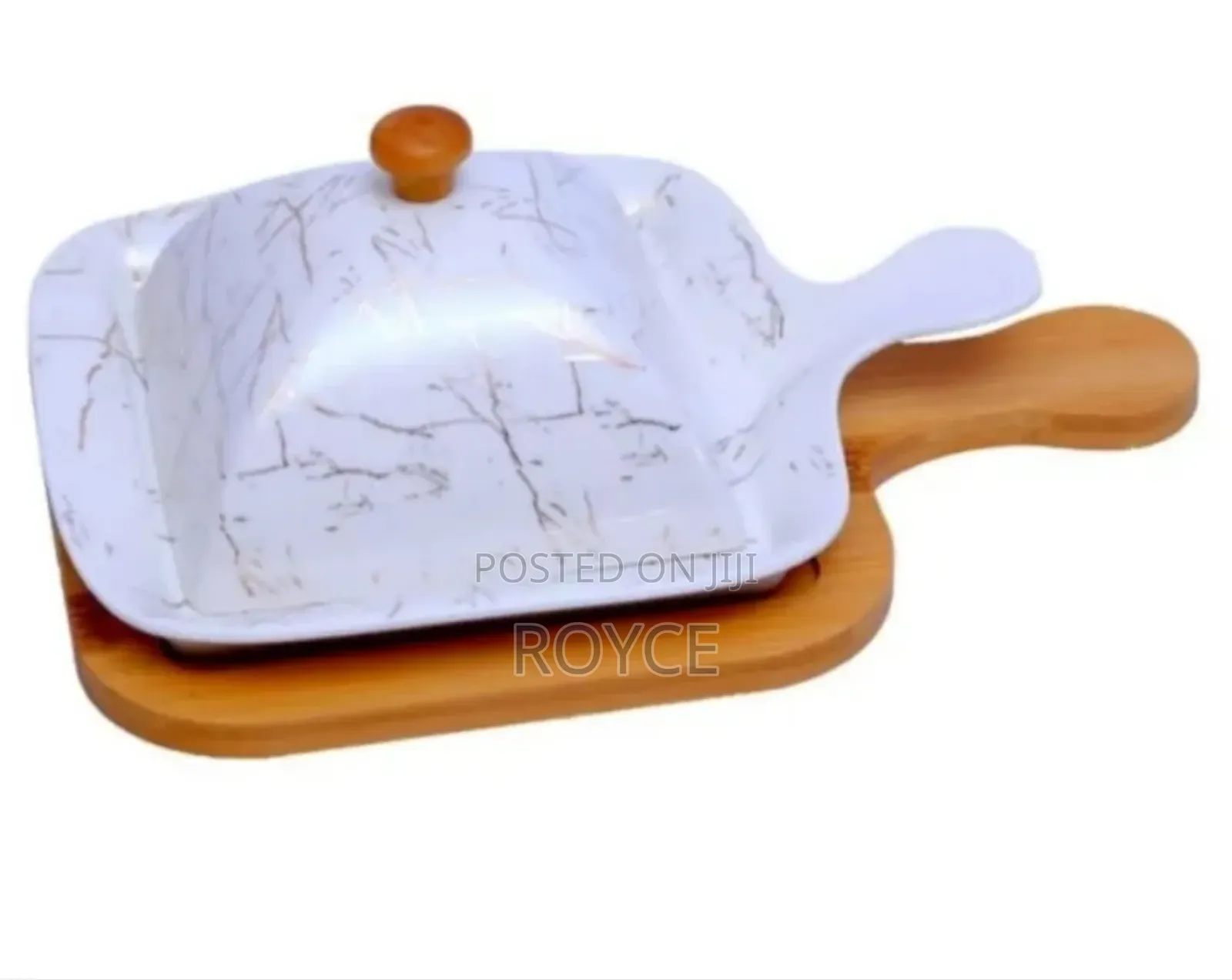 Ceramic Butter Dish With Bamboo Base
