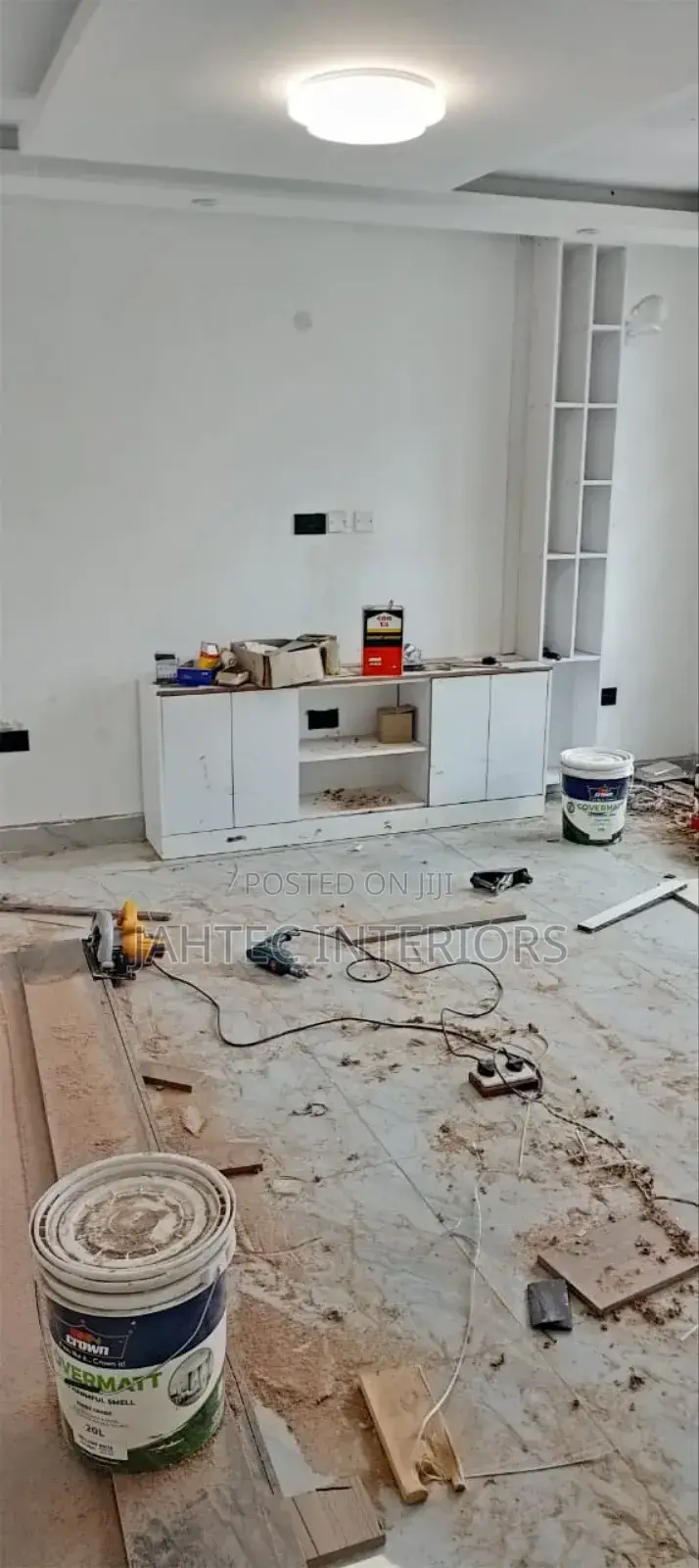 Tv Stand Gypsum Work and Carpentry Work