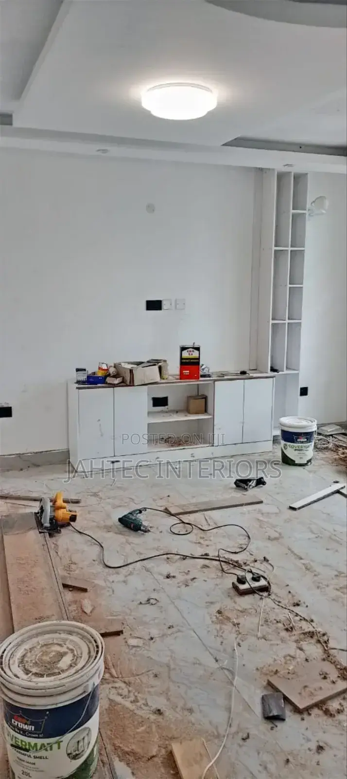 Tv Stand Gypsum Work and Carpentry Work