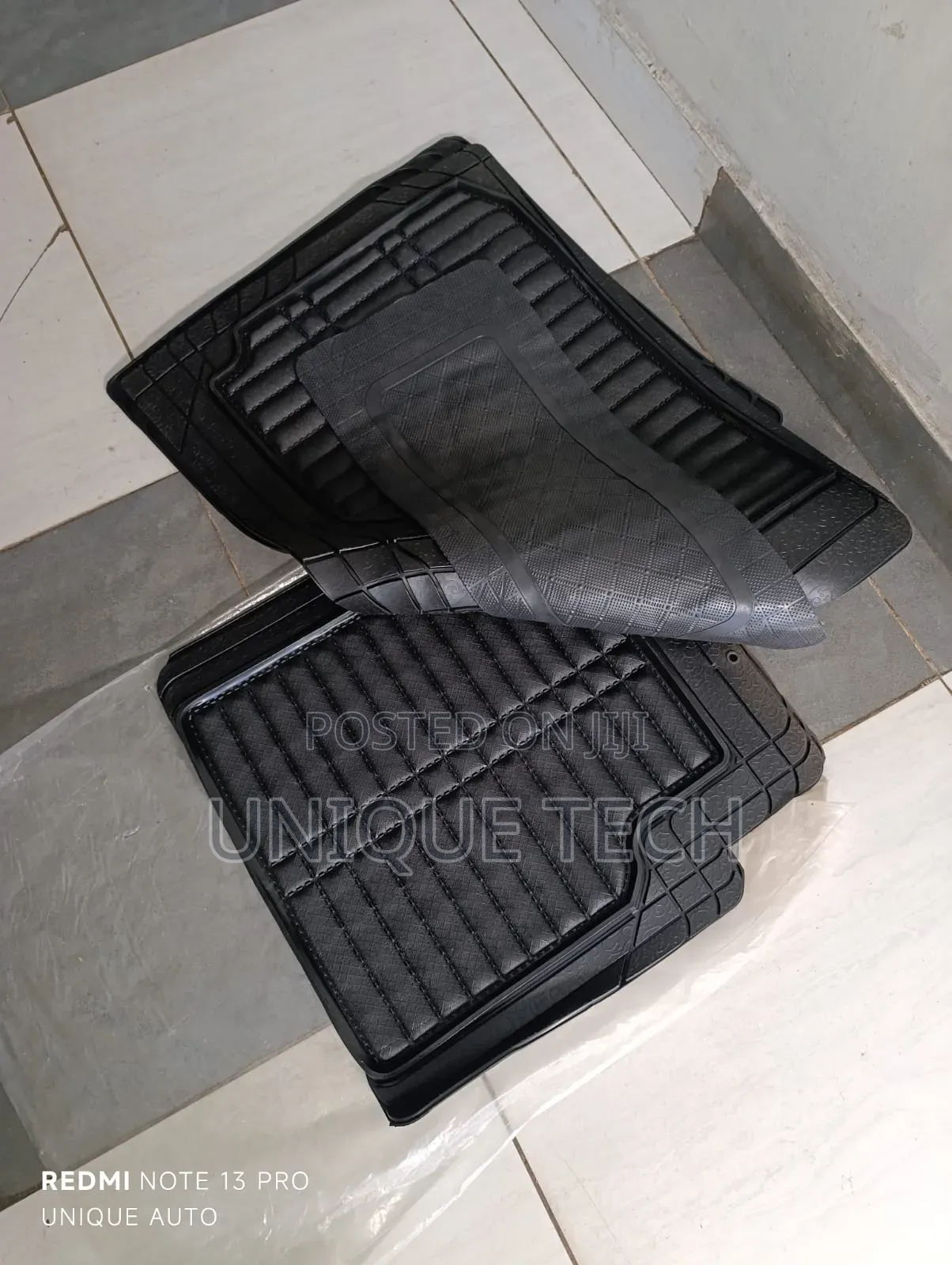 5pcs 3d Rubber Mats / Black Plain Full Car Set