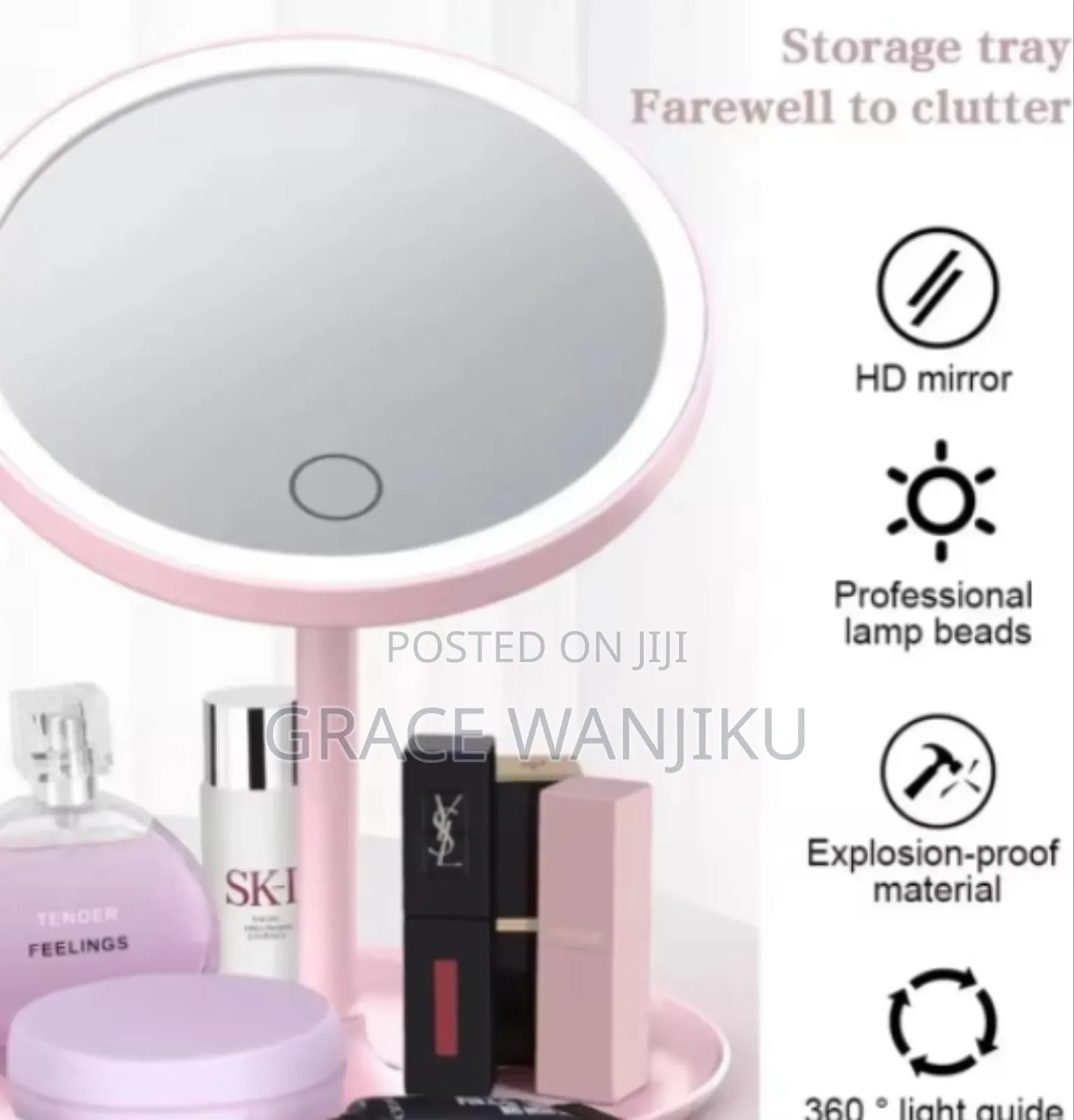 Led Make Up Mirror Storage Tray