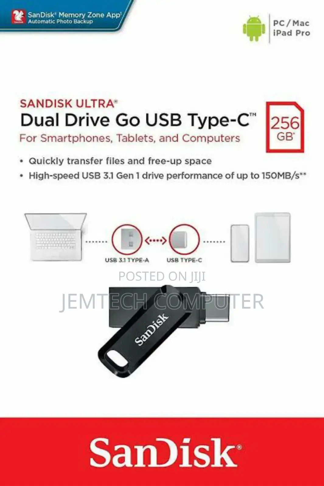 Sandisk Ultra Dual Drive Go Usb Type-ctm 256gb