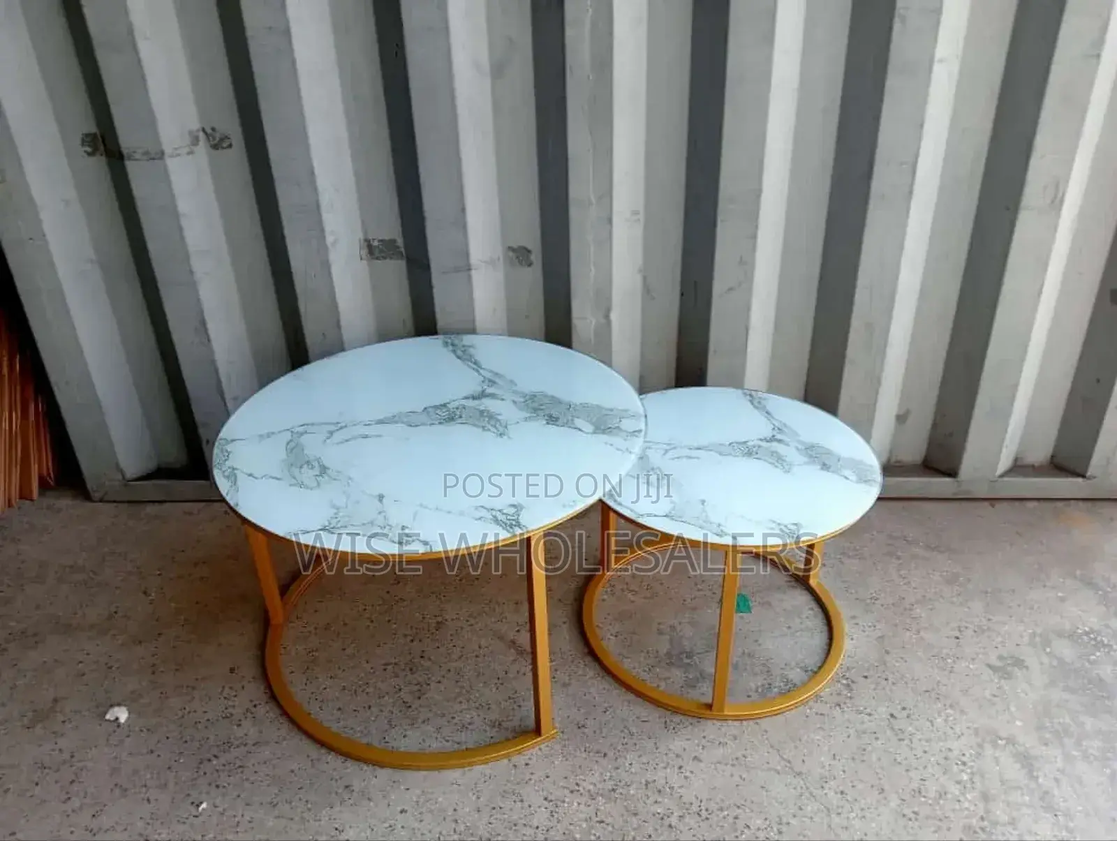 Marble Nesting Coffee Table (Glass Effect) White